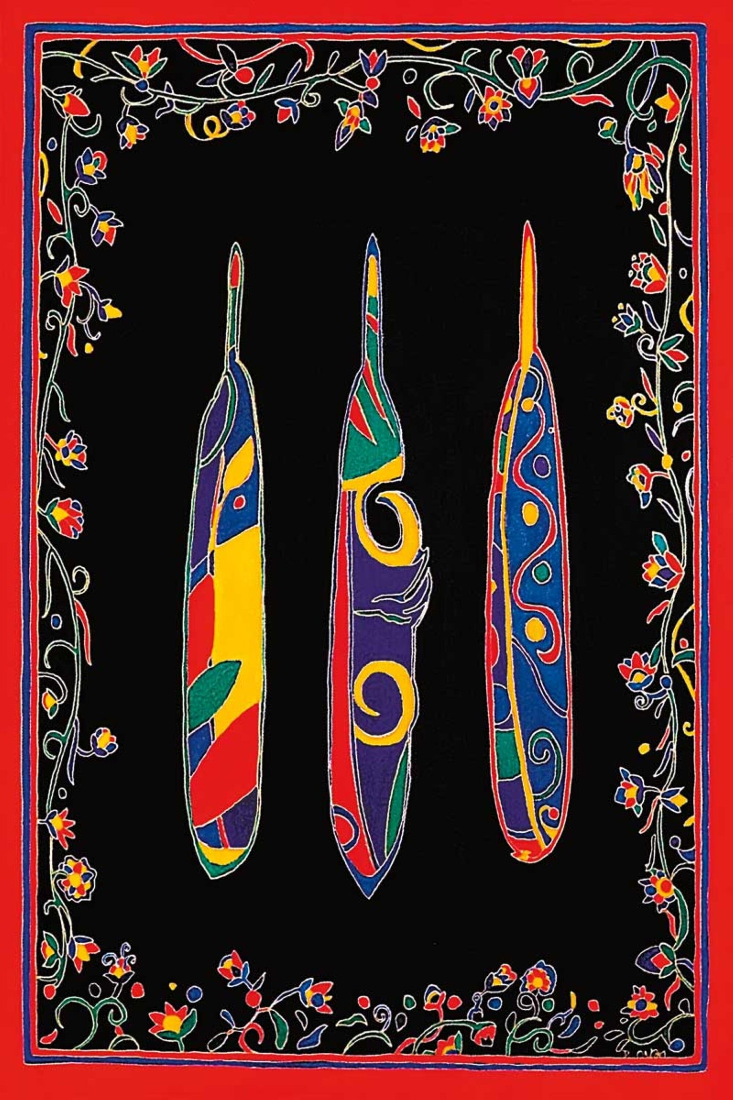 Three Feathers by Dawn Oman Indigenous Art Print, First Nations, Métis, Chipewyan/Welsh, Culture, Native Americans Decor, Framed Art