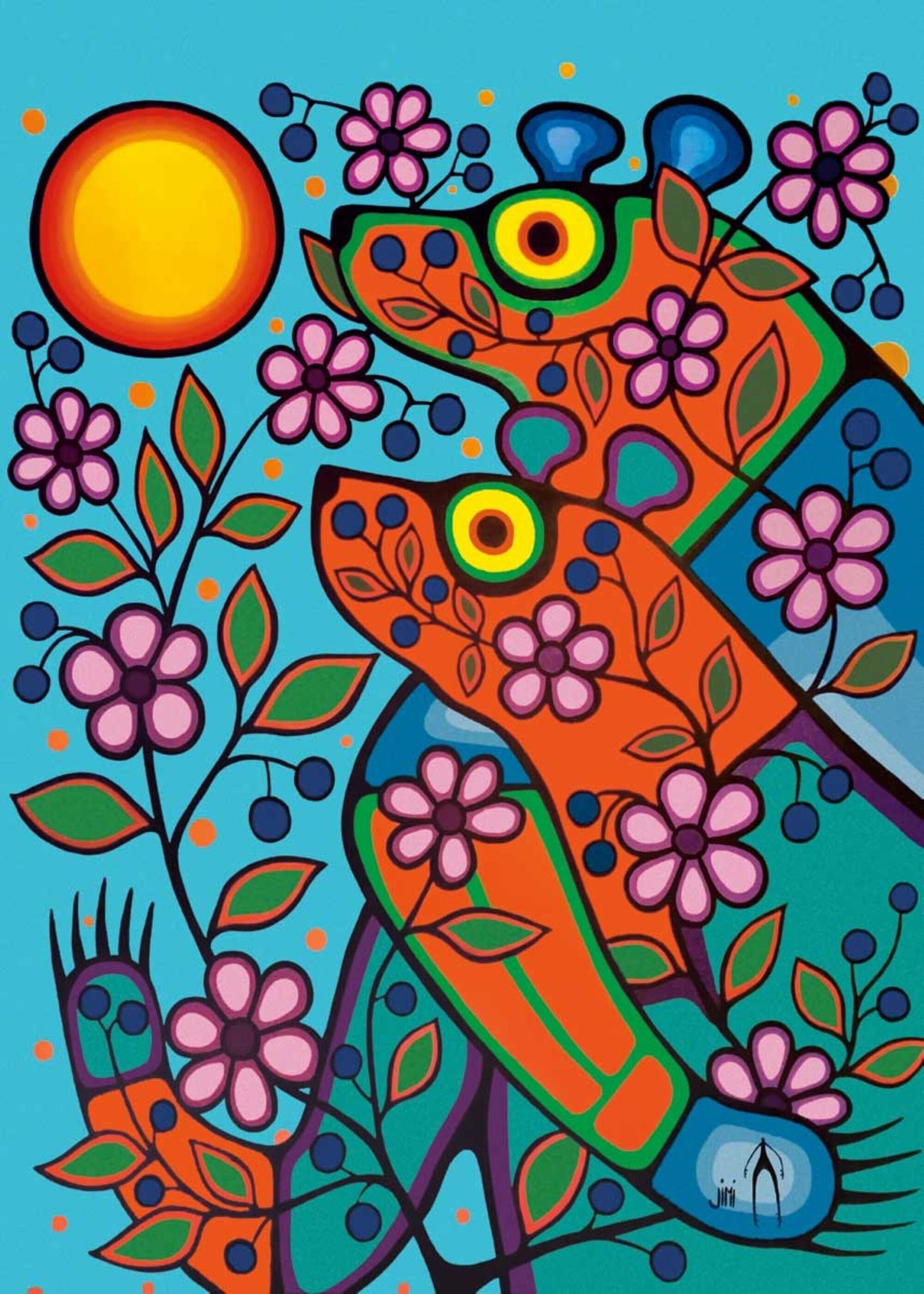 Together Forever by Jim Oskineegish Indigenous Art Print, First Nations, Ahnisnabae Culture, Native American Indian Decor