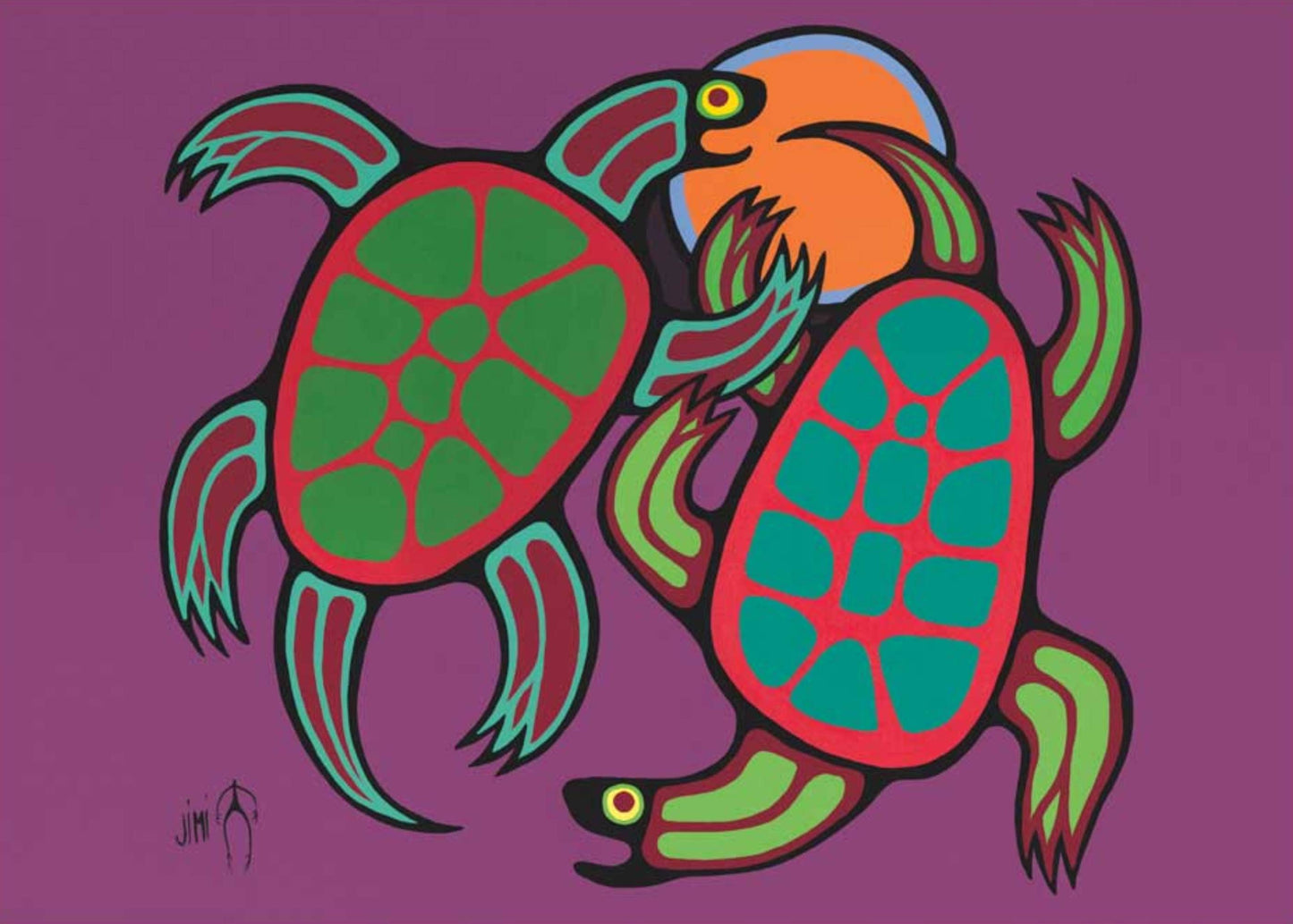 Playful Time by Jim Oskineegish Indigenous Art Print, First Nations, Ahnisnabae Culture, Native American Indian Decor