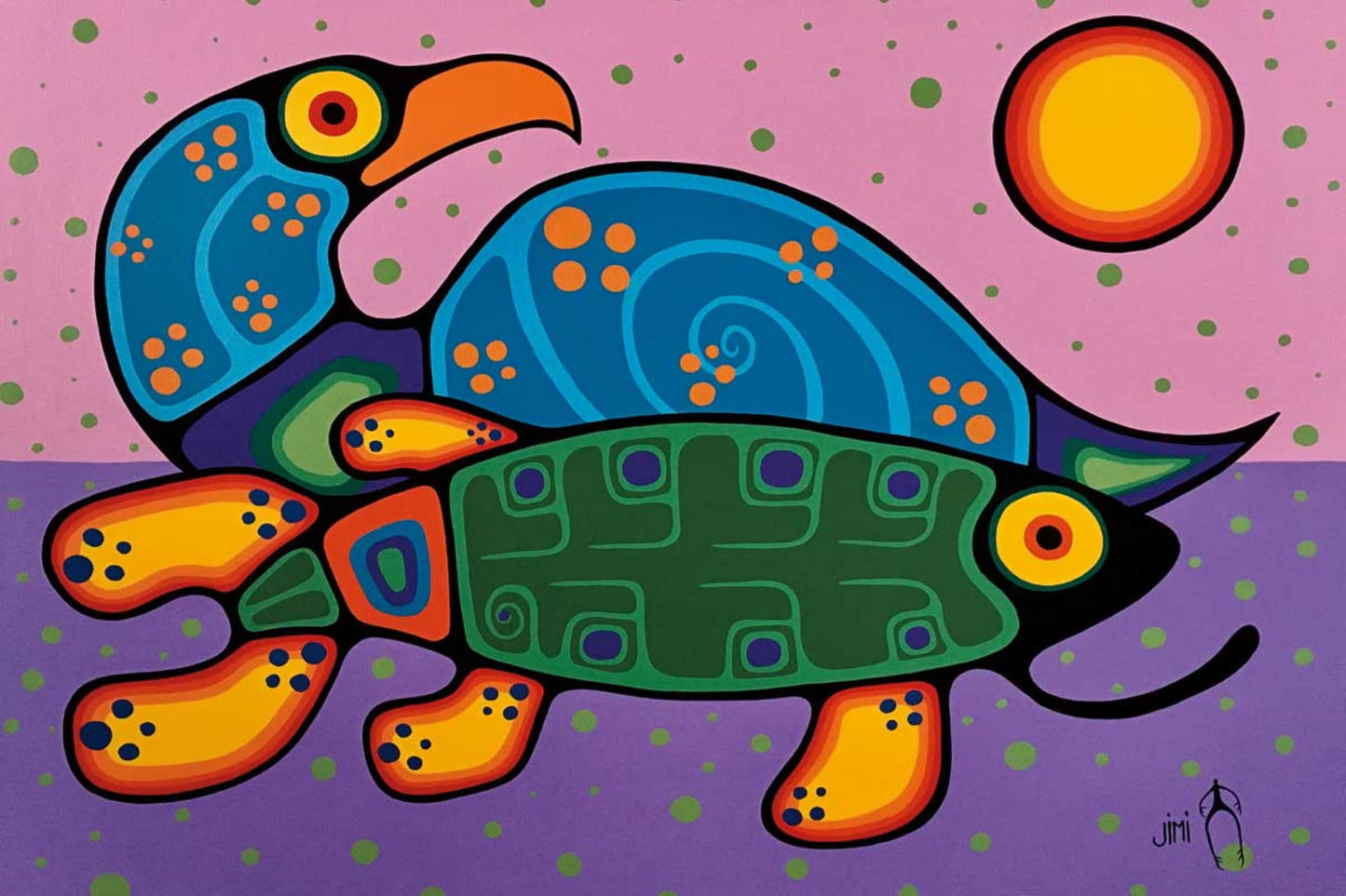 Together by Jim Oskineegish Indigenous Art Print, First Nations, Ahnisnabae Culture, Native American Indian Decor