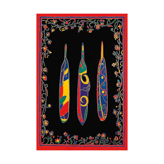 Three Feathers by Dawn Oman Indigenous Art Print, First Nations, Métis, Chipewyan/Welsh, Culture, Native Americans Decor, Framed Art