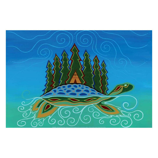 Turtle Island By Patrick Hunter Indigenous Art Print, First Nations, Ojibway, Native Americans Indian Decor, Framed Art