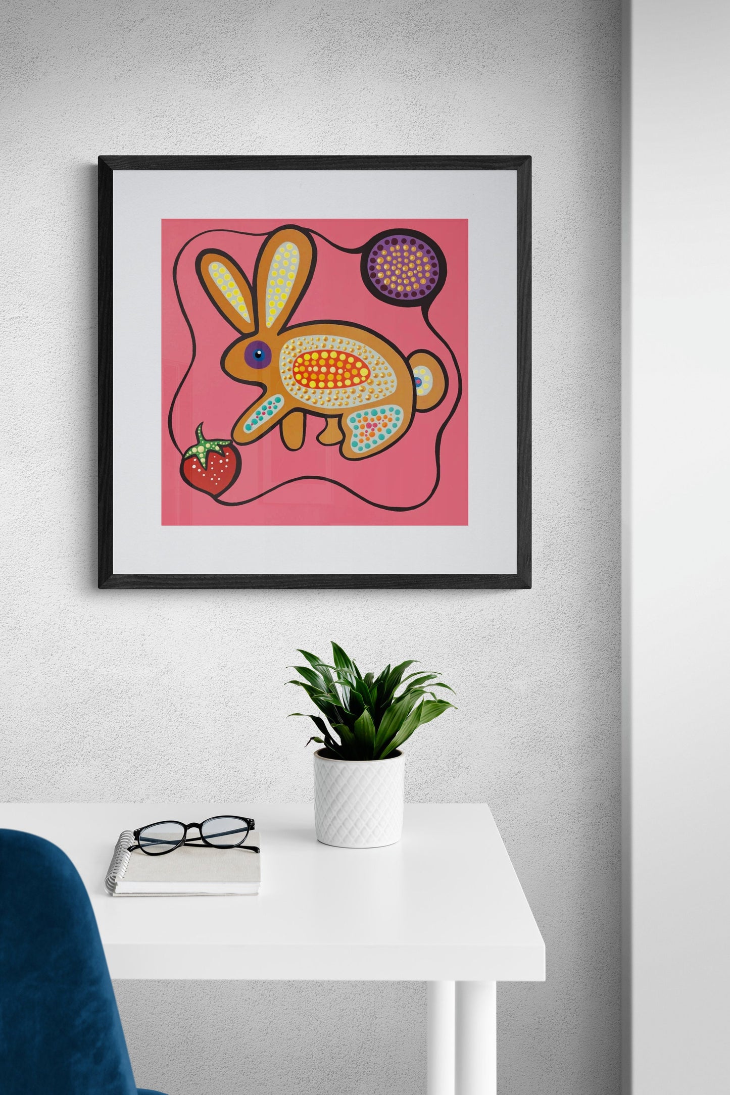 Wapos by Donna Langhorne Indigenous Art Print, First Nations, Anishinaabe Nation, Native Americans Decor, Rabbit Framed Art