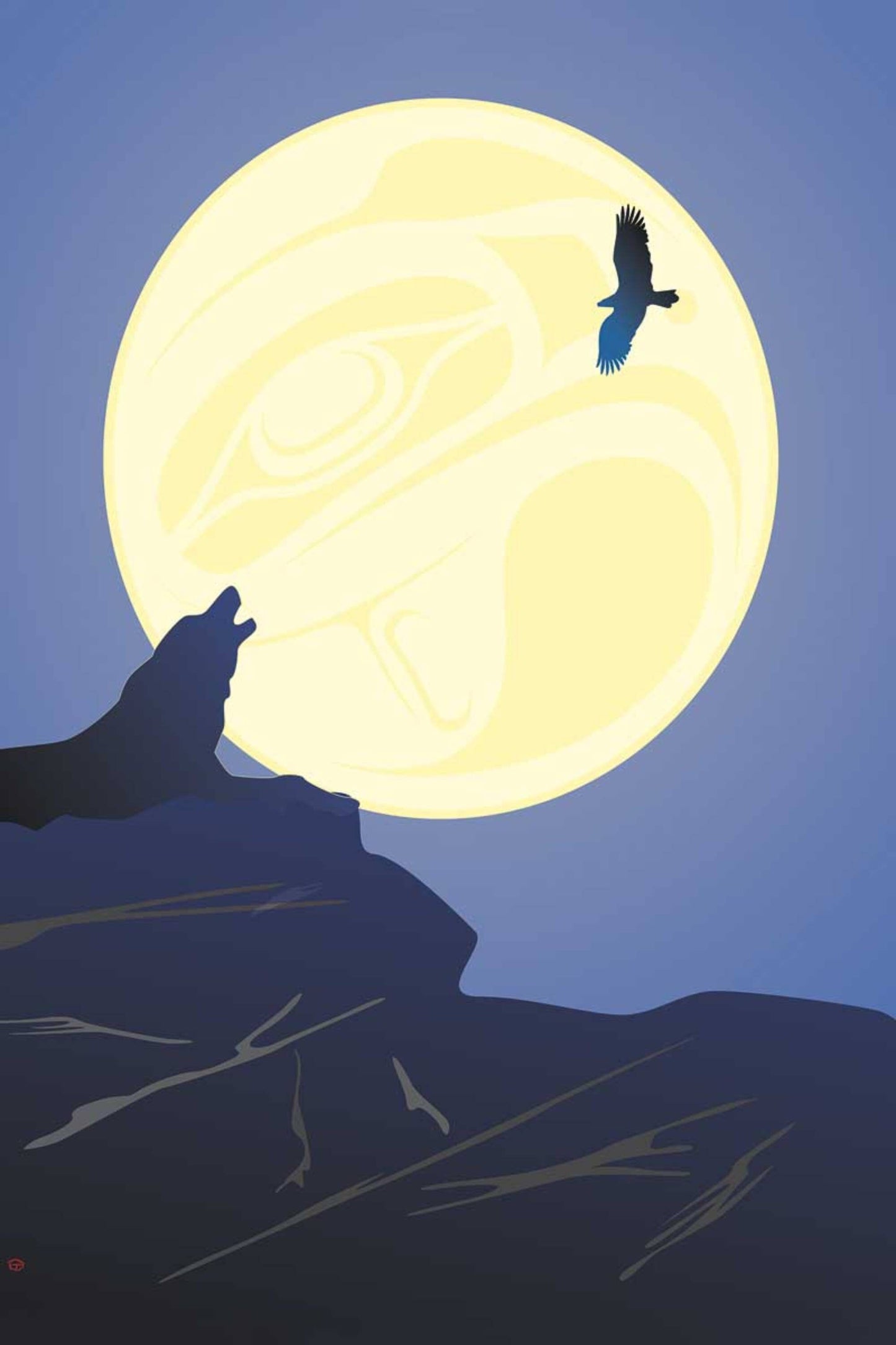 Wolf Moon By Mark Preston, Indigenous Art Print, First Nations, Native Americans, Tlingit, Yukon Territory, Framed Art