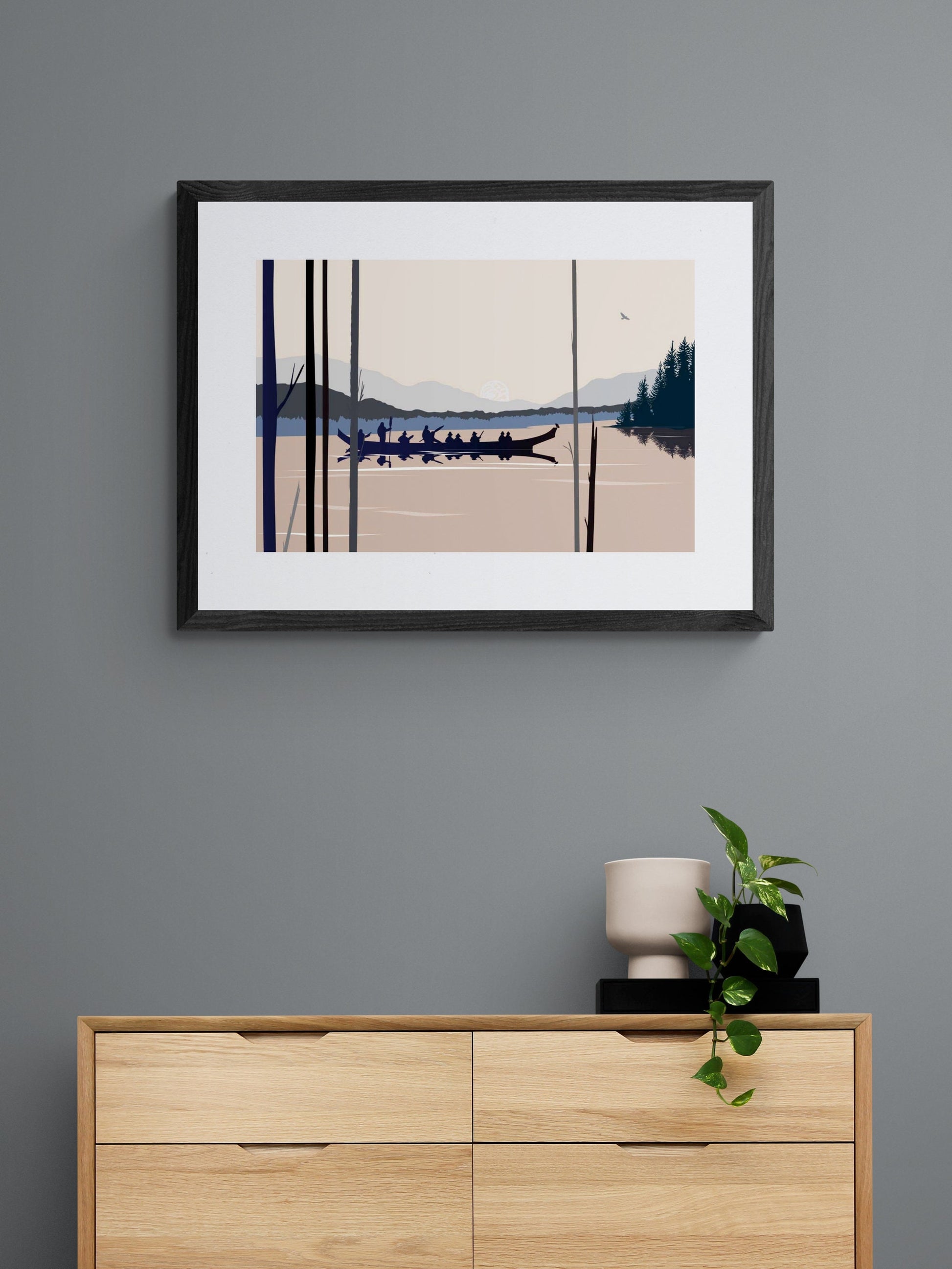 Curtis Canoe By Mark Preston, Indigenous Art Print, First Nations, Native Americans, Tlingit, Yukon Territory, Framed Art