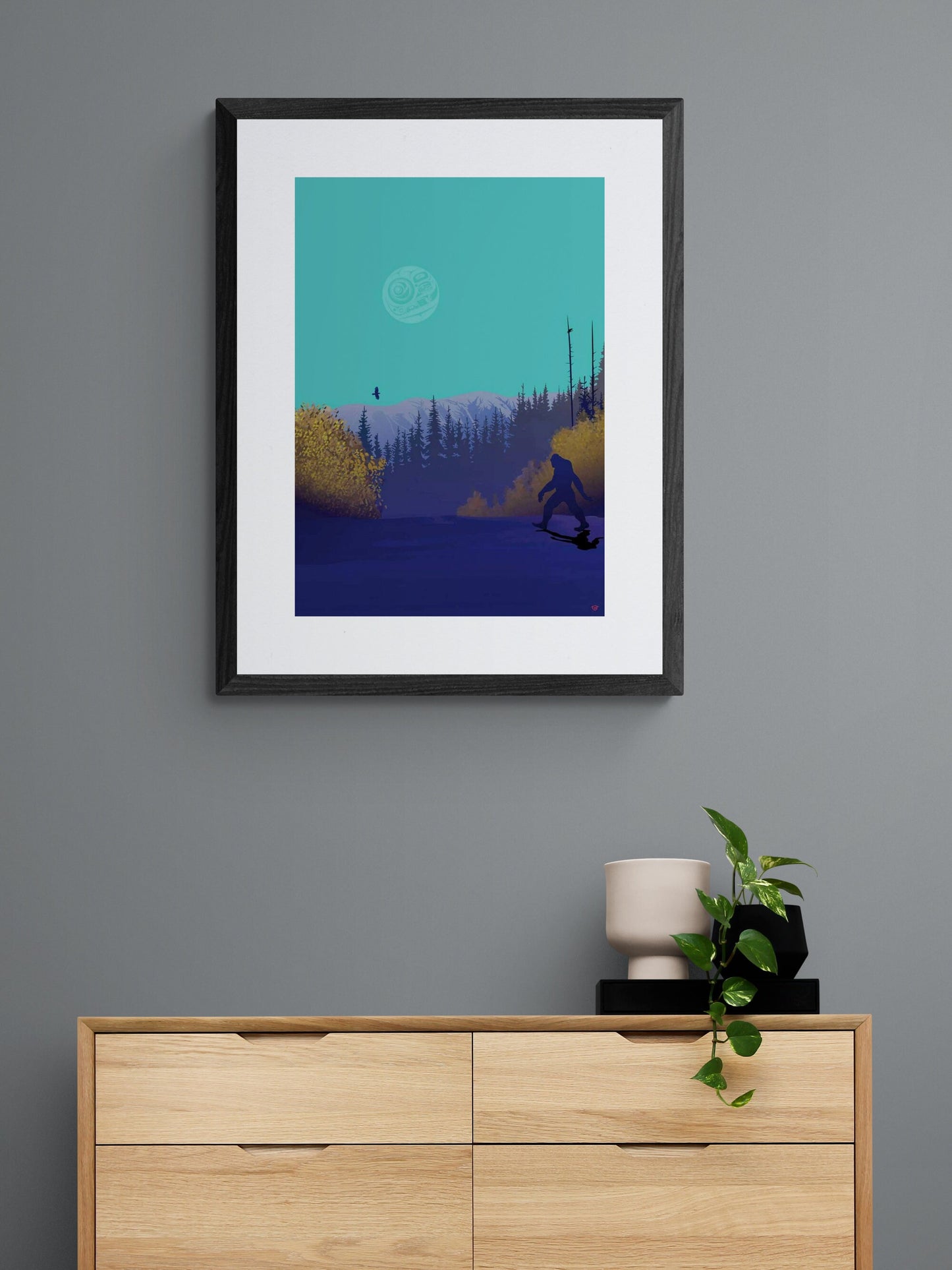 Sasquatch By Mark Preston, Indigenous Art Print, First Nations, Native Americans, Tlingit, Yukon Territory, Framed Art