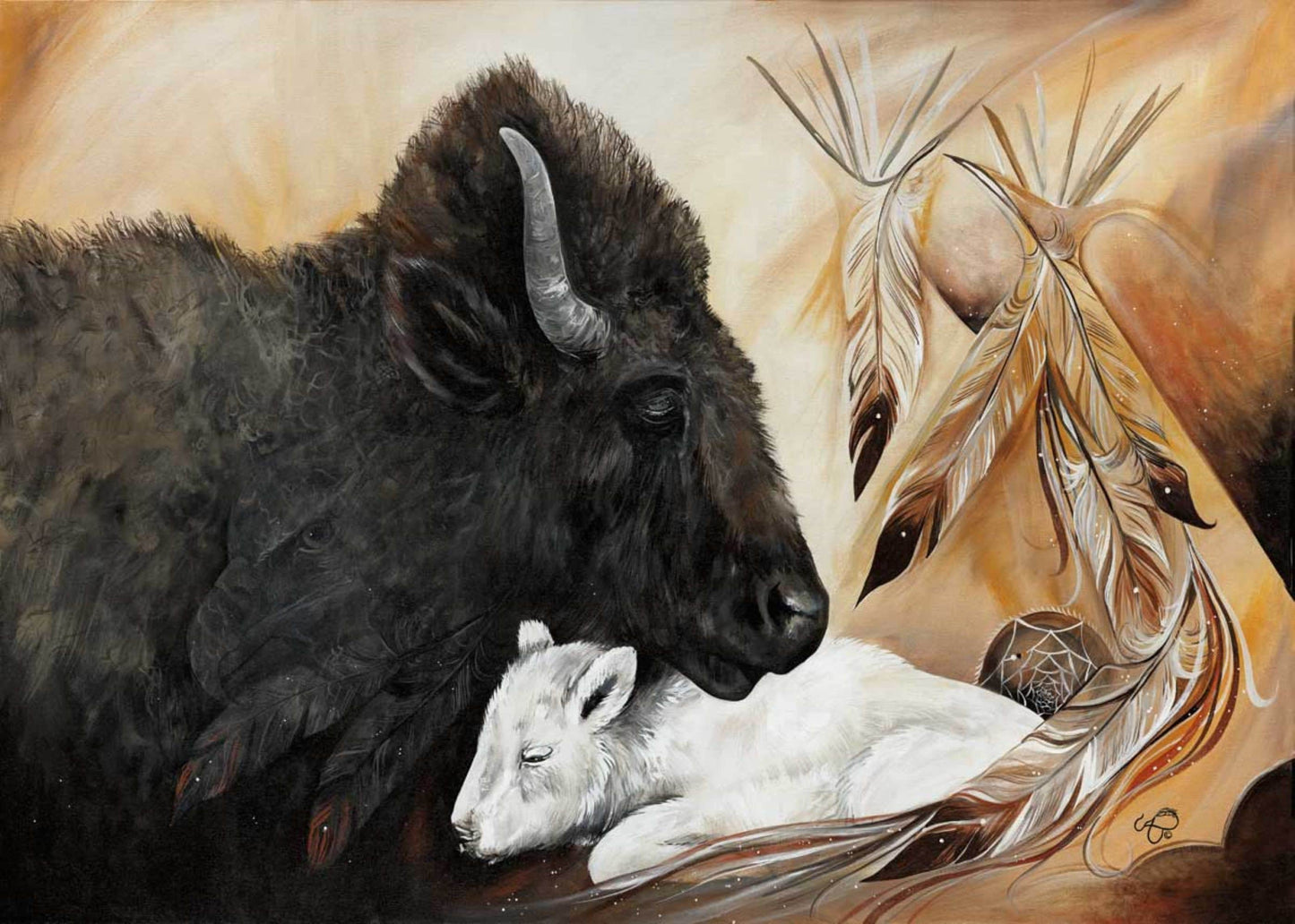 White Buffalo By Carla Joseph, Indigenous Art Print, First Nations, Native Americans, Cree, Métis, Framed Art