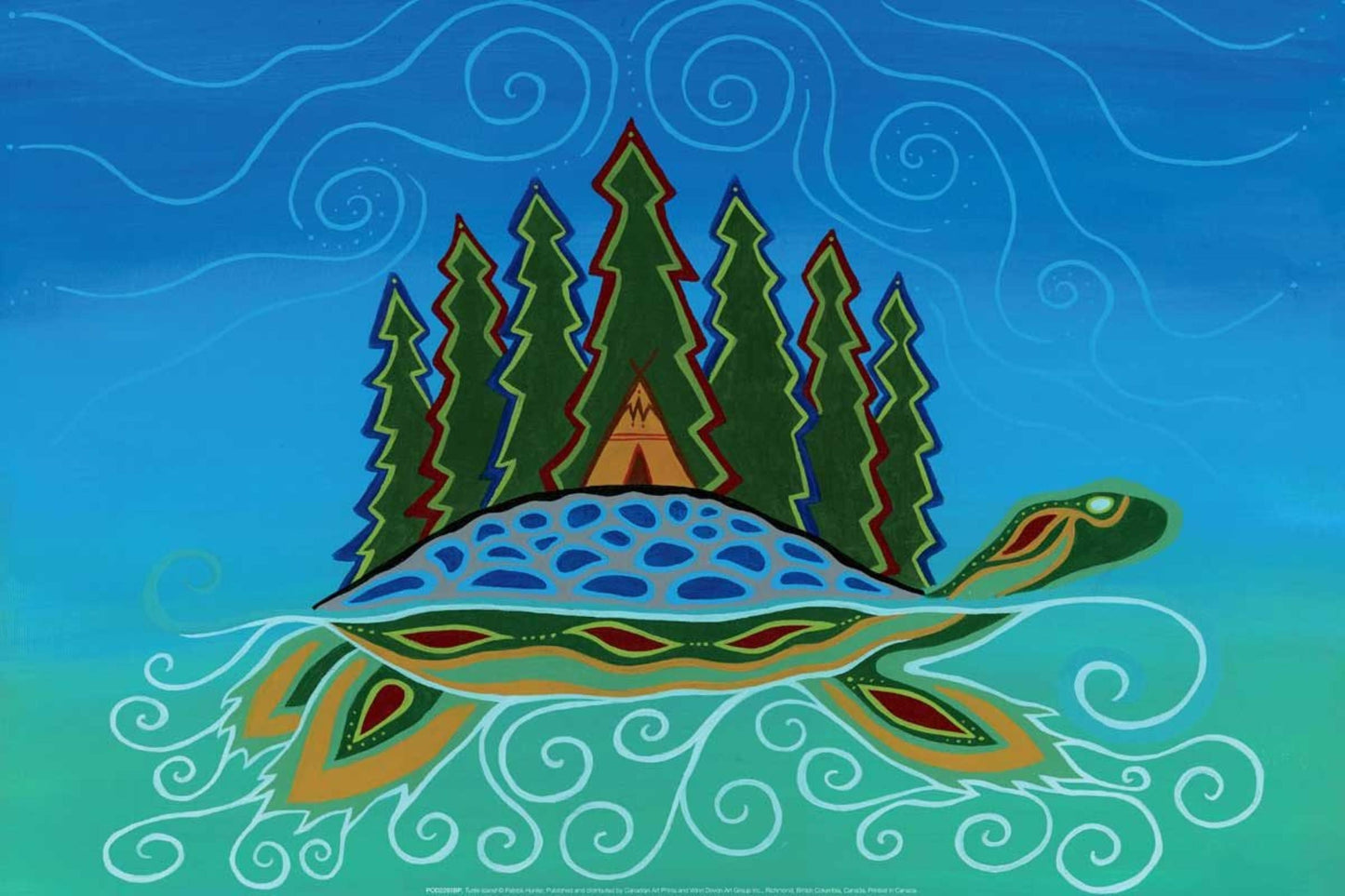 Turtle Island By Patrick Hunter Indigenous Art Print, First Nations, Ojibway, Native Americans Indian Decor, Framed Art
