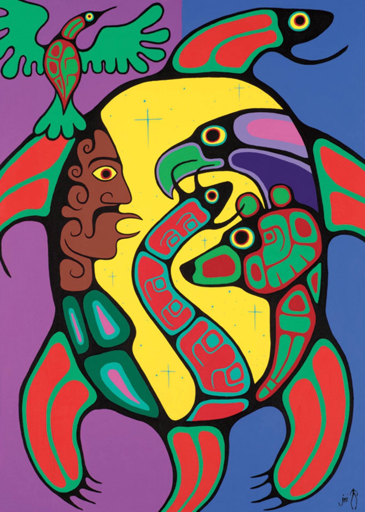 The Meeting by Jim Oskineegish Indigenous Art Print, First Nations, Ahnisnabae Culture, Native American Indian Decor