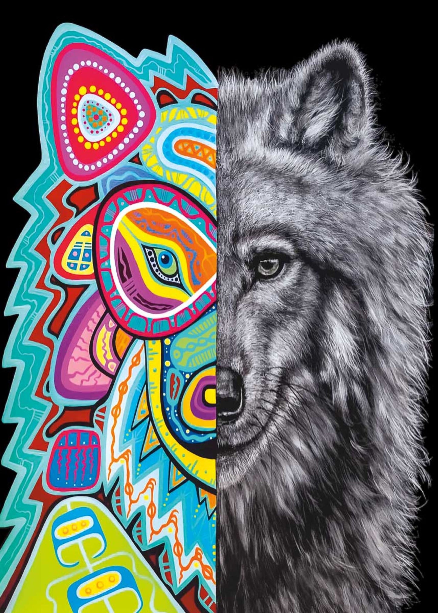 Thaddeus by Donna Langhorne Indigenous Art Print, First Nations, Anishinaabe Nation, Native Americans Decor, Wolf Framed Art