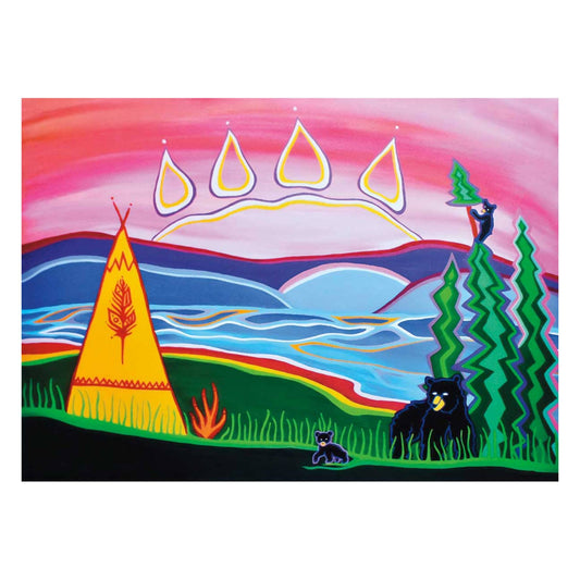 Bear Visit By Patrick Hunter Indigenous Art Print, First Nations, Ojibway, Native Americans Indian Decor, Framed Art