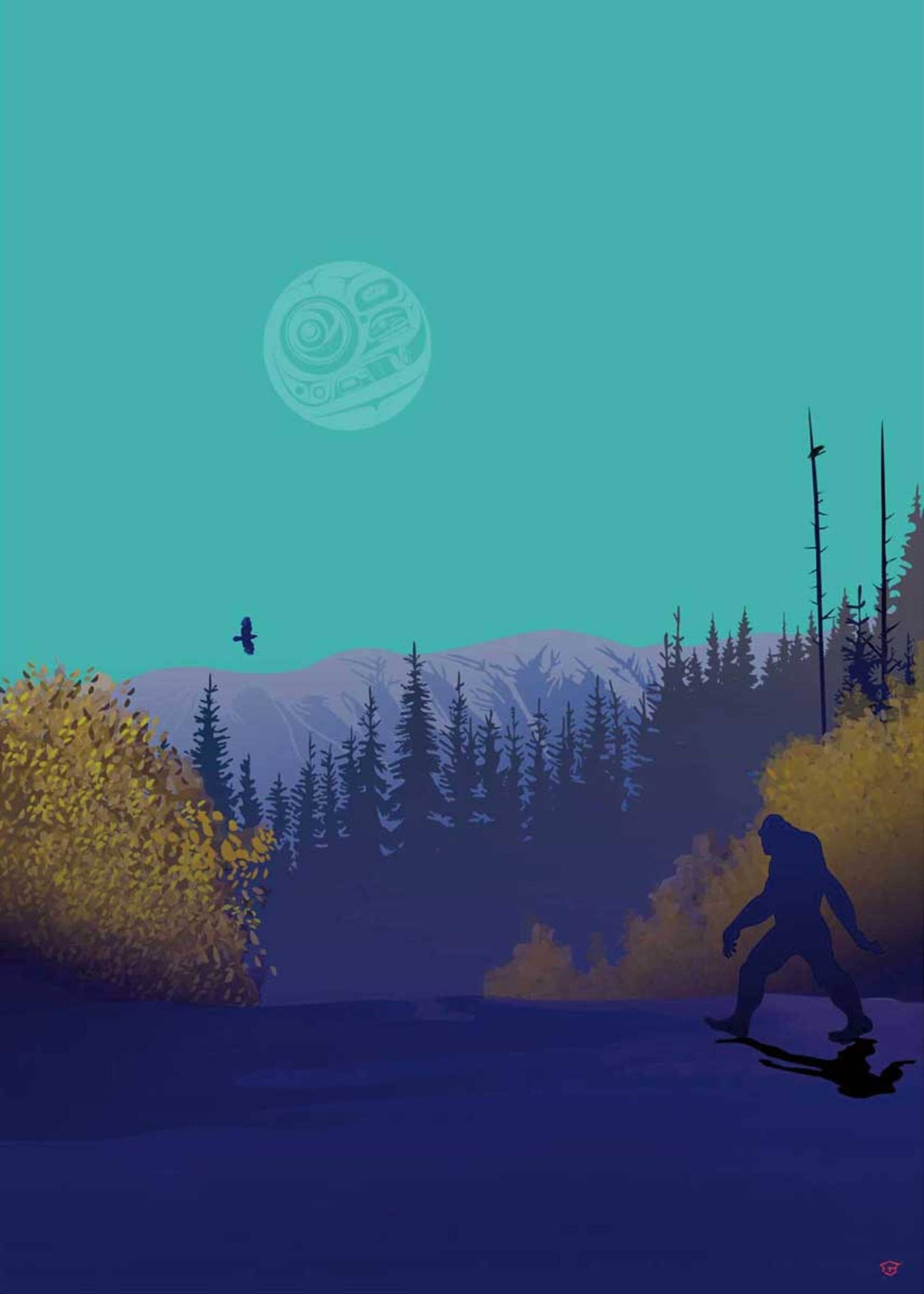 Sasquatch By Mark Preston, Indigenous Art Print, First Nations, Native Americans, Tlingit, Yukon Territory, Framed Art