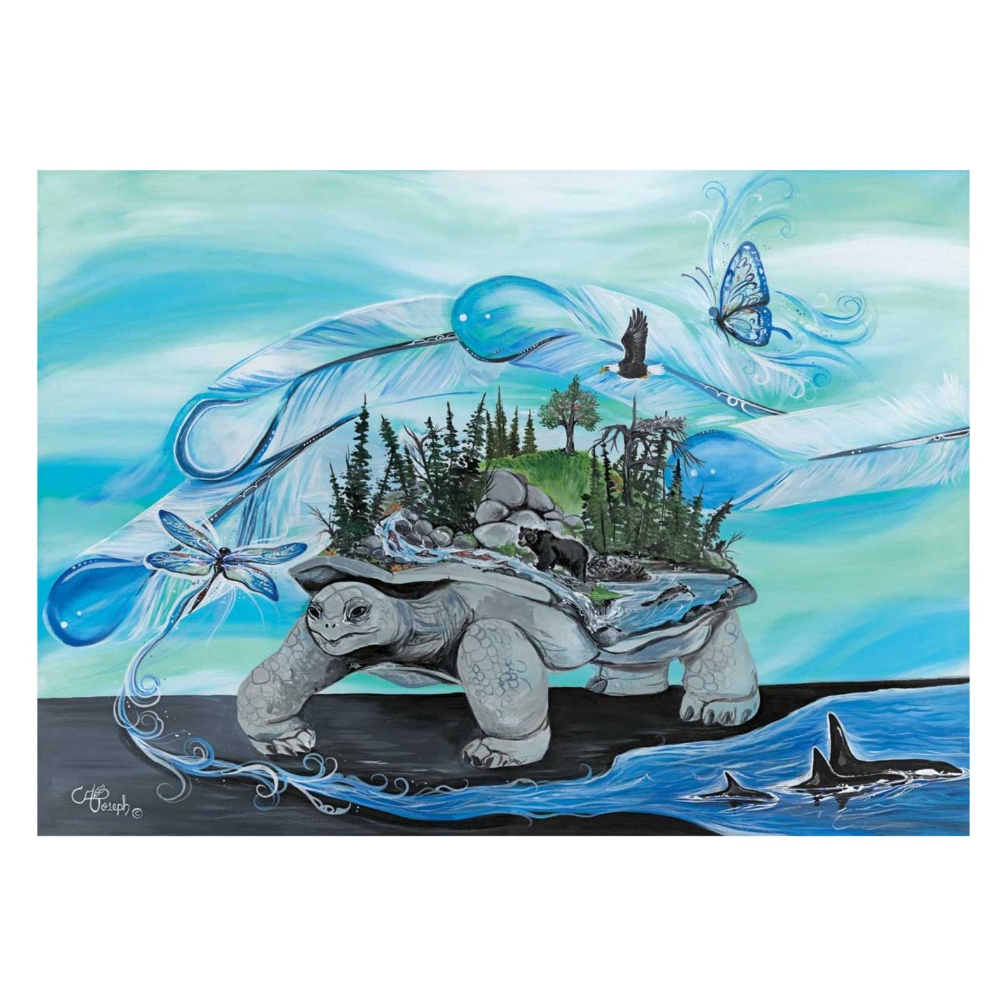 Turtle Island By Carla Joseph, Indigenous Art Print, First Nations, Native Americans, Cree, Métis, Framed Art