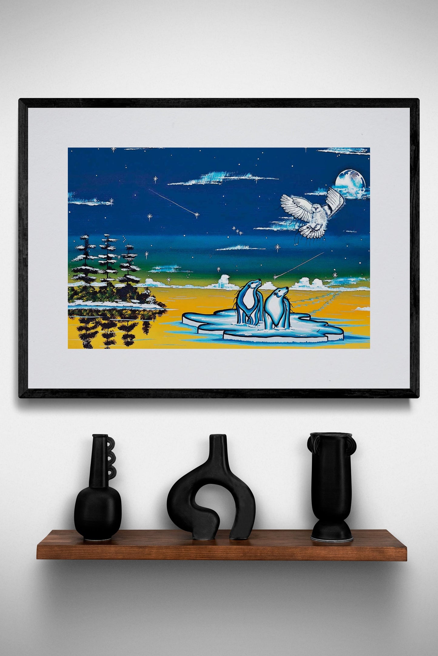 Spirits of the North By William Monague, Indigenous Art Print, First Nations, Ojibway, Native Americans Indian Decor, Framed Art