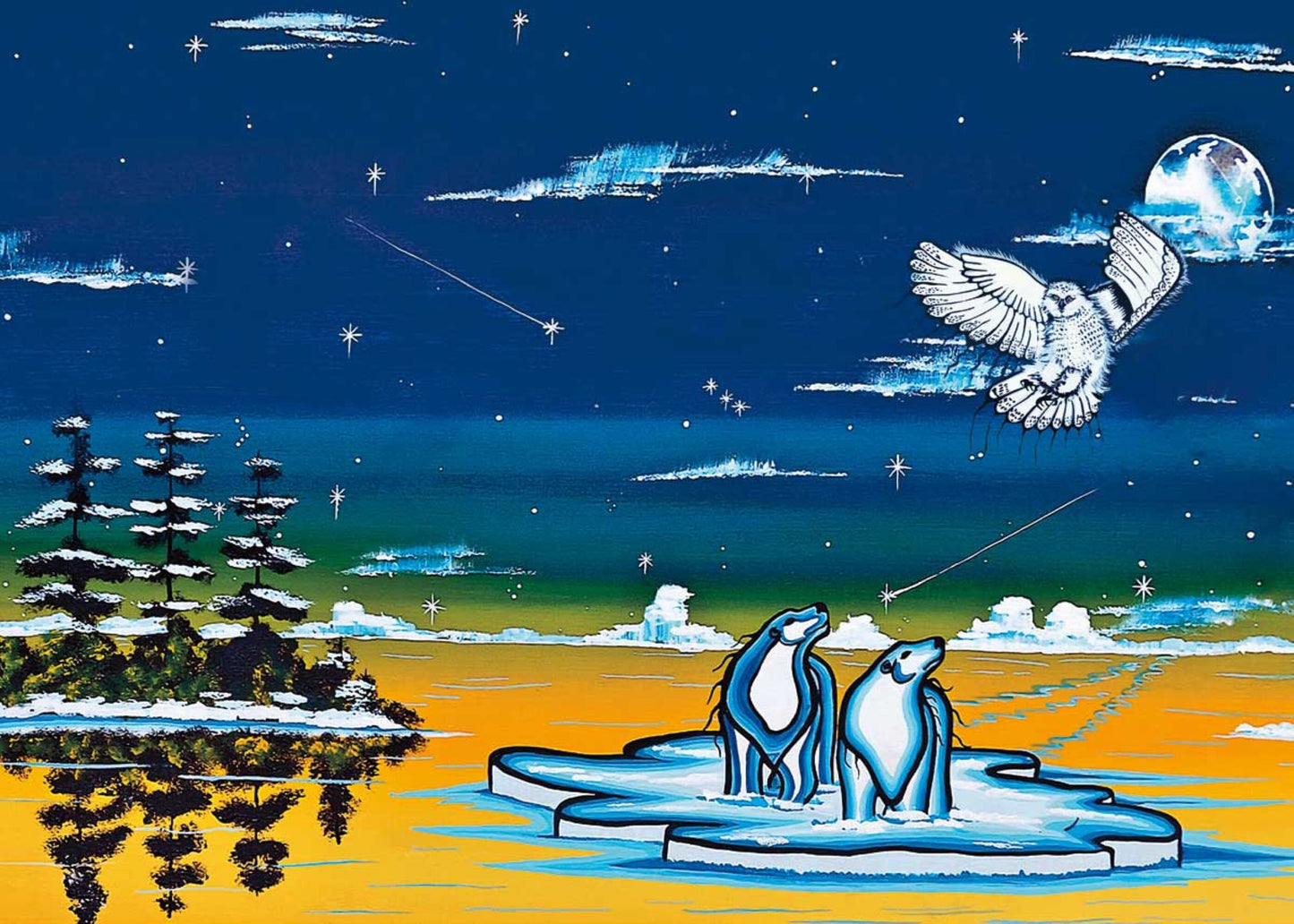 Spirits of the North By William Monague, Indigenous Art Print, First Nations, Ojibway, Native Americans Indian Decor, Framed Art