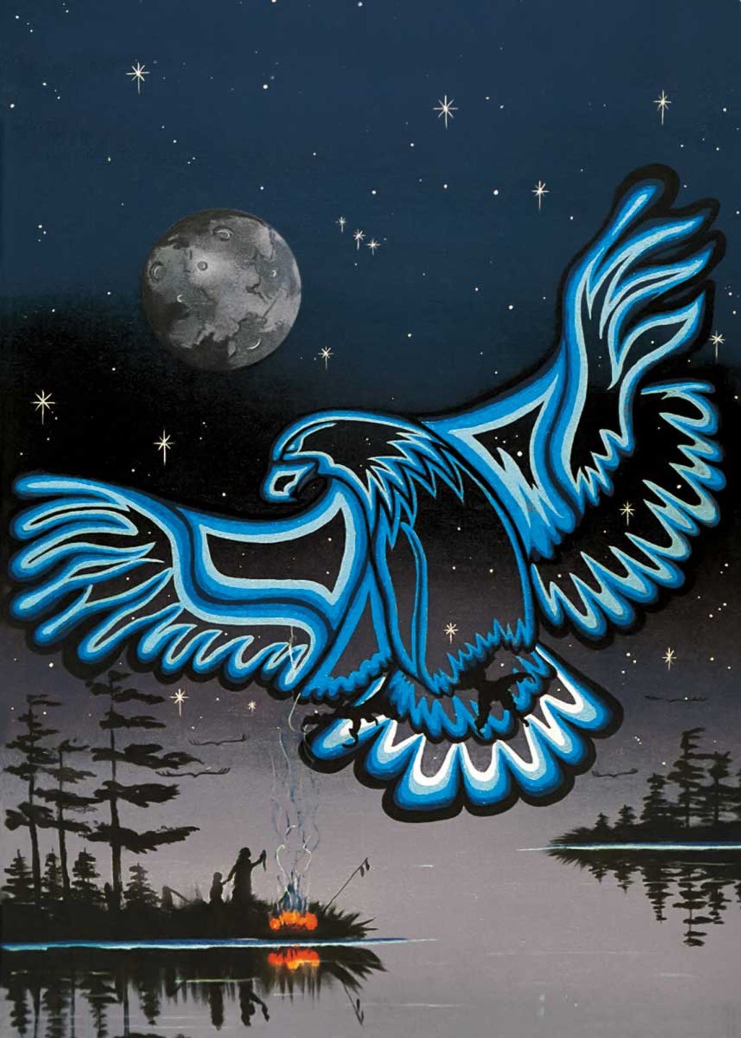 Eagle In The Sky By  William Monague, Indigenous Art Print, First Nations, Ojibway, Native Americans Indian Decor, Framed Art
