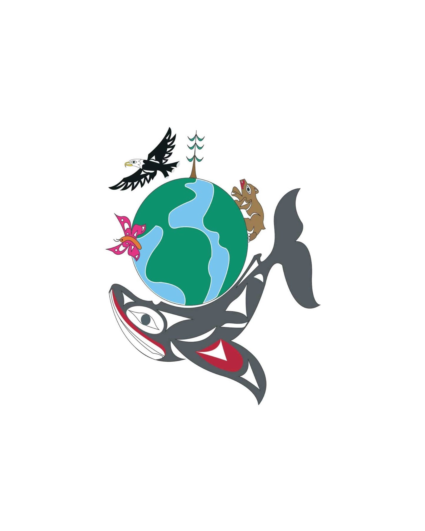 World Earth Day by Doug LaFortune, Indigenous Art Print, First Nations, Native American Indian Decor, Animal Print