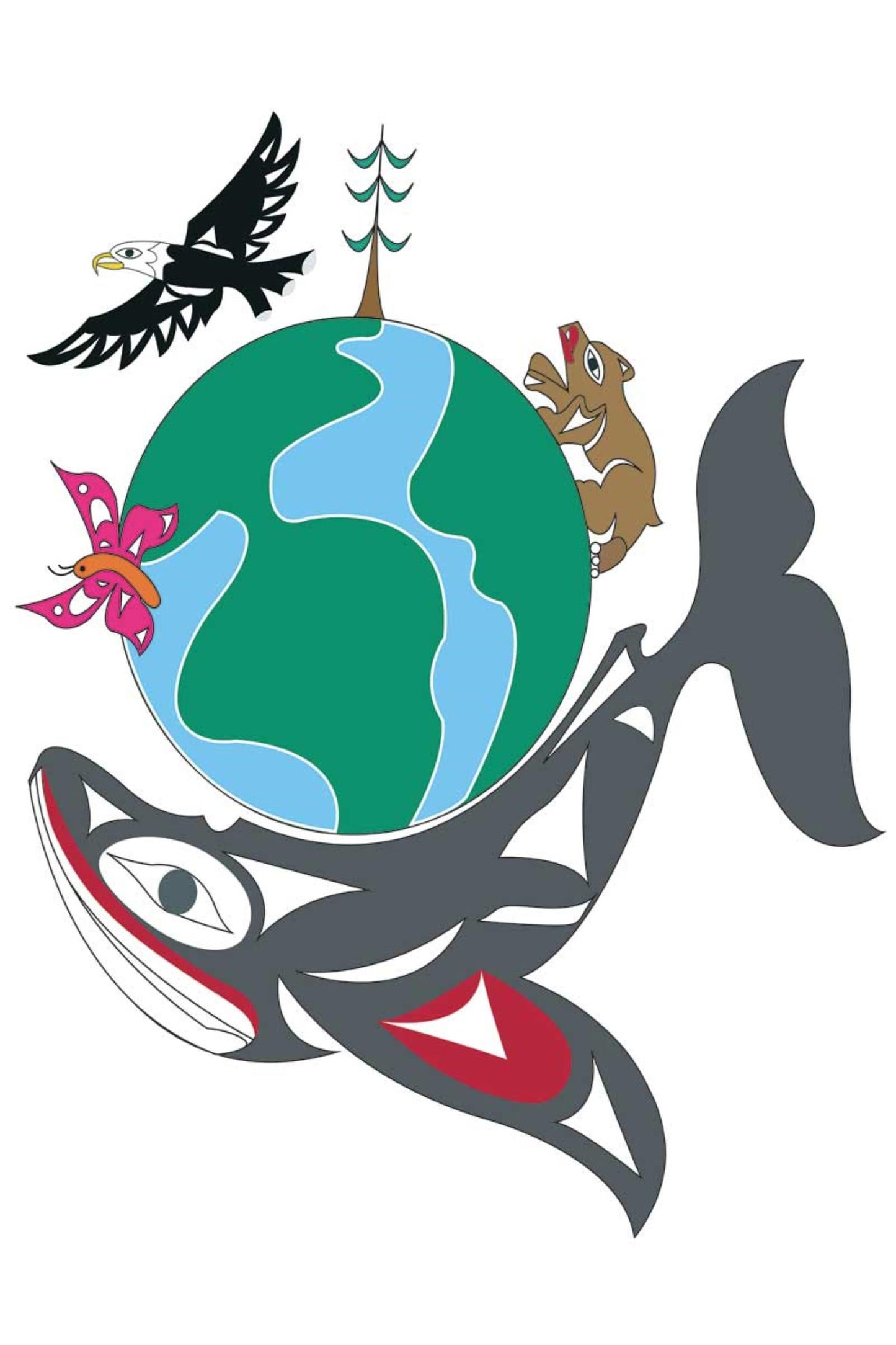 World Earth Day by Doug LaFortune, Indigenous Art Print, First Nations, Native American Indian Decor, Animal Print