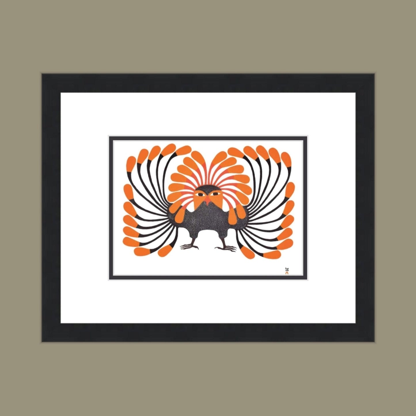 Autumnal Owl, 1999 (Stonecut) by Kenojuak Ashevak, Indigenous Inuit Art Card, Aboriginal Decor, Framed Art Card