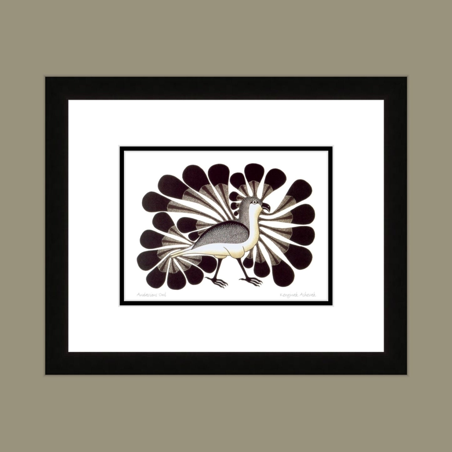 Audacious Owl by Kenojuak Ashevak, Indigenous Inuit Art Card, Aboriginal Decor, Framed Art Card