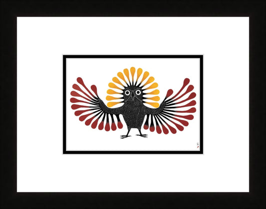 Preening Owl, 1995 (Stonecut) by Kenojuak Ashevak, Indigenous Inuit Art Card, Aboriginal Decor, Framed Art Card