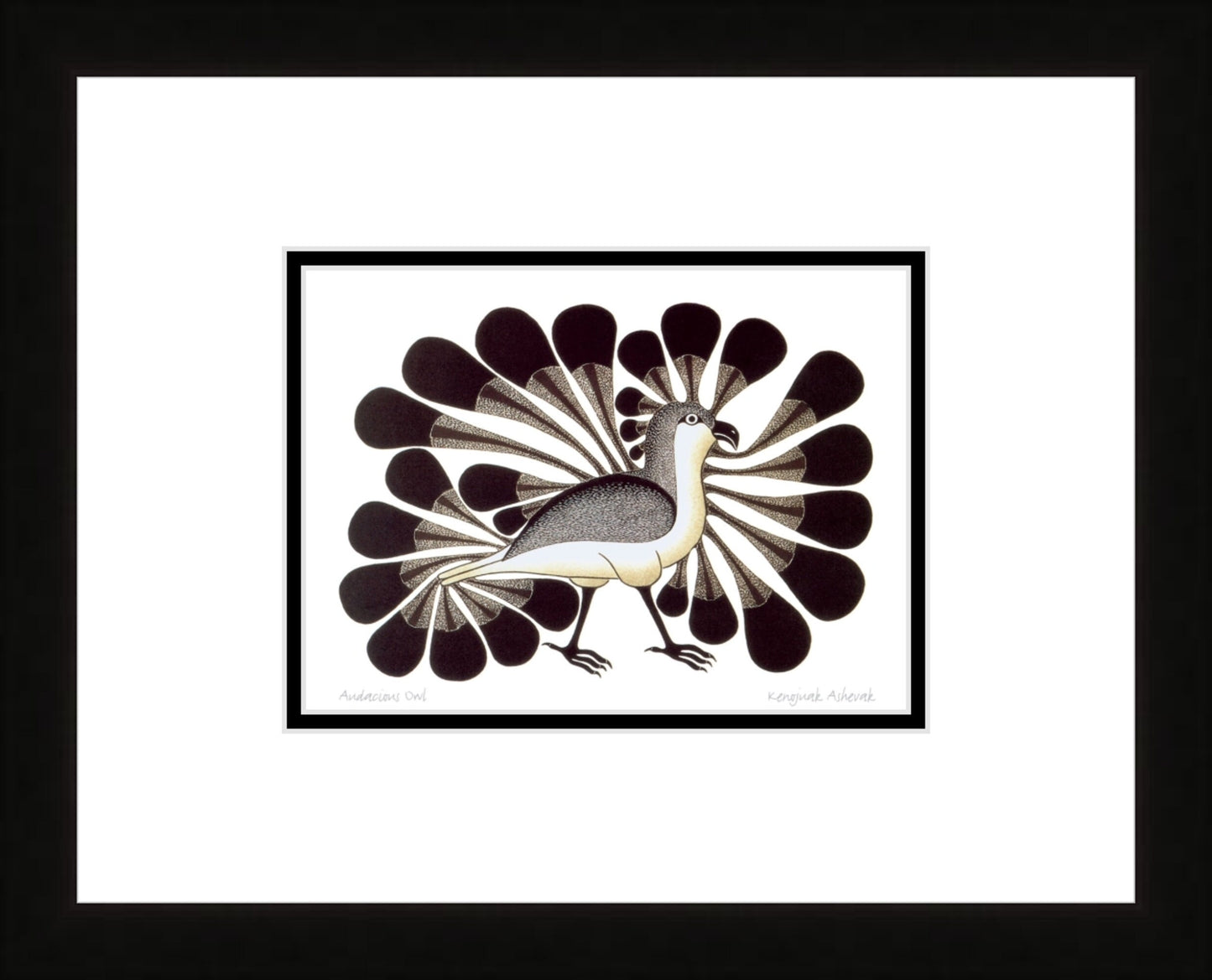 Audacious Owl by Kenojuak Ashevak, Indigenous Inuit Art Card, Aboriginal Decor, Framed Art Card