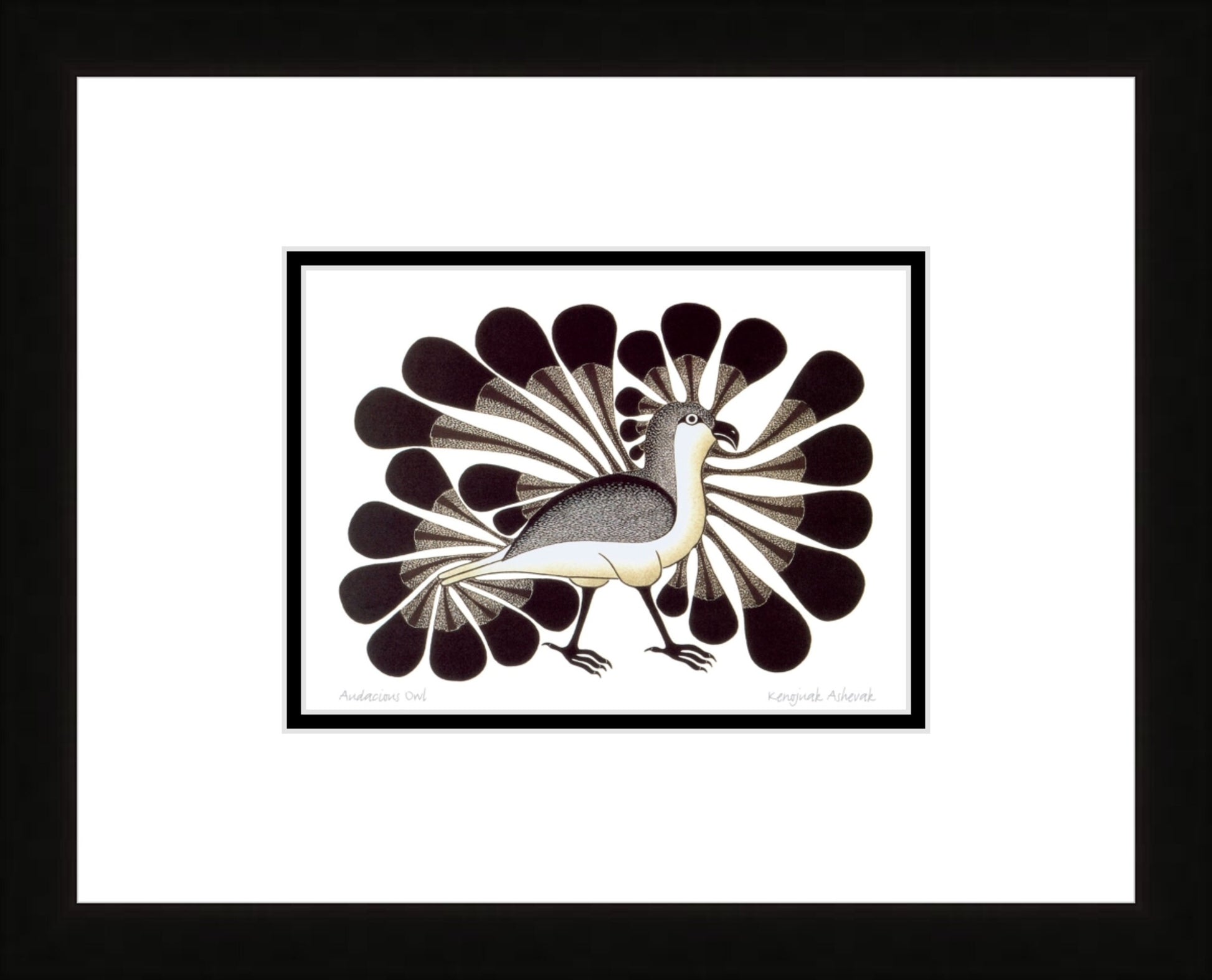 Audacious Owl by Kenojuak Ashevak, Indigenous Inuit Art Card, Aboriginal Decor, Framed Art Card