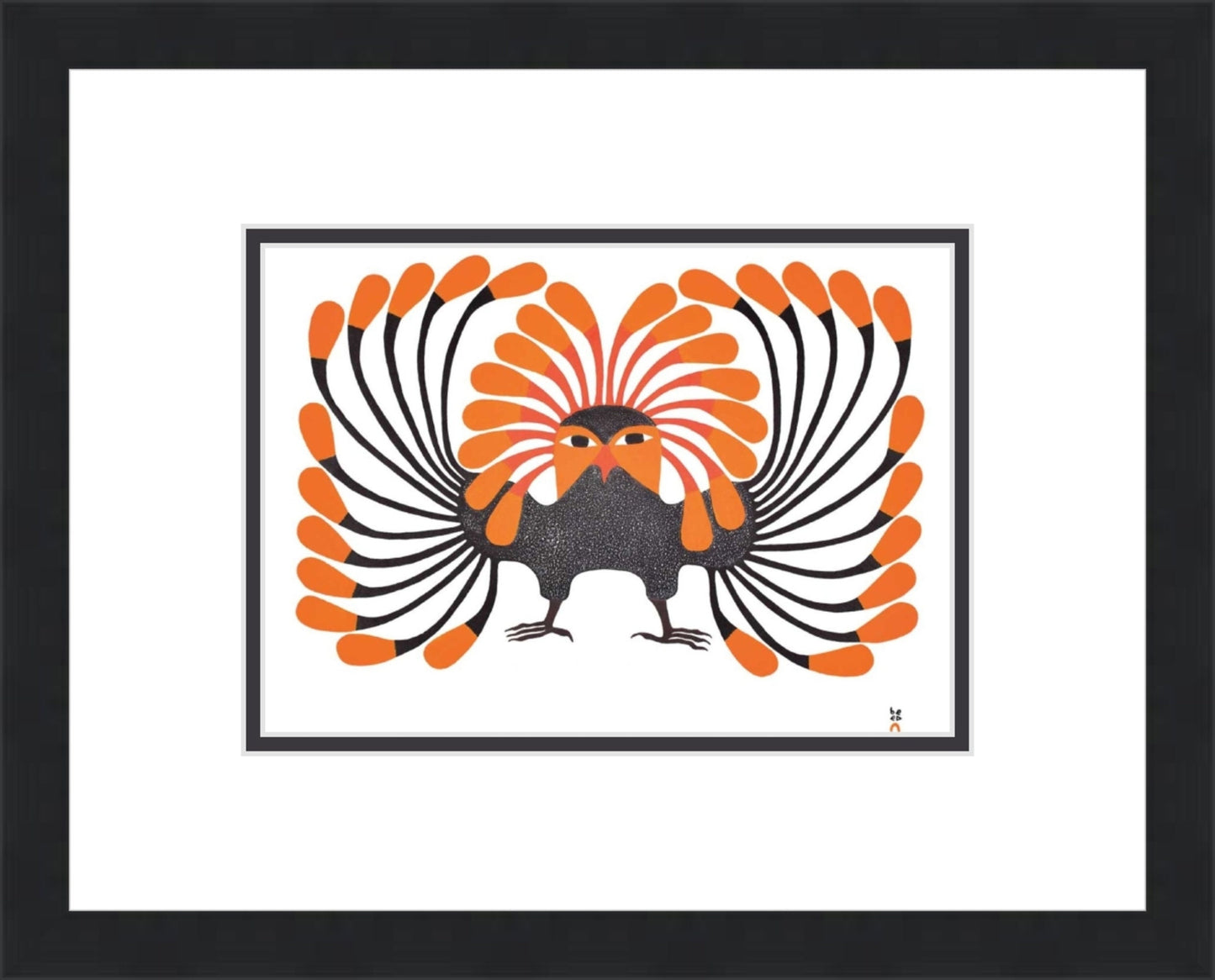 Autumnal Owl, 1999 (Stonecut) by Kenojuak Ashevak, Indigenous Inuit Art Card, Aboriginal Decor, Framed Art Card