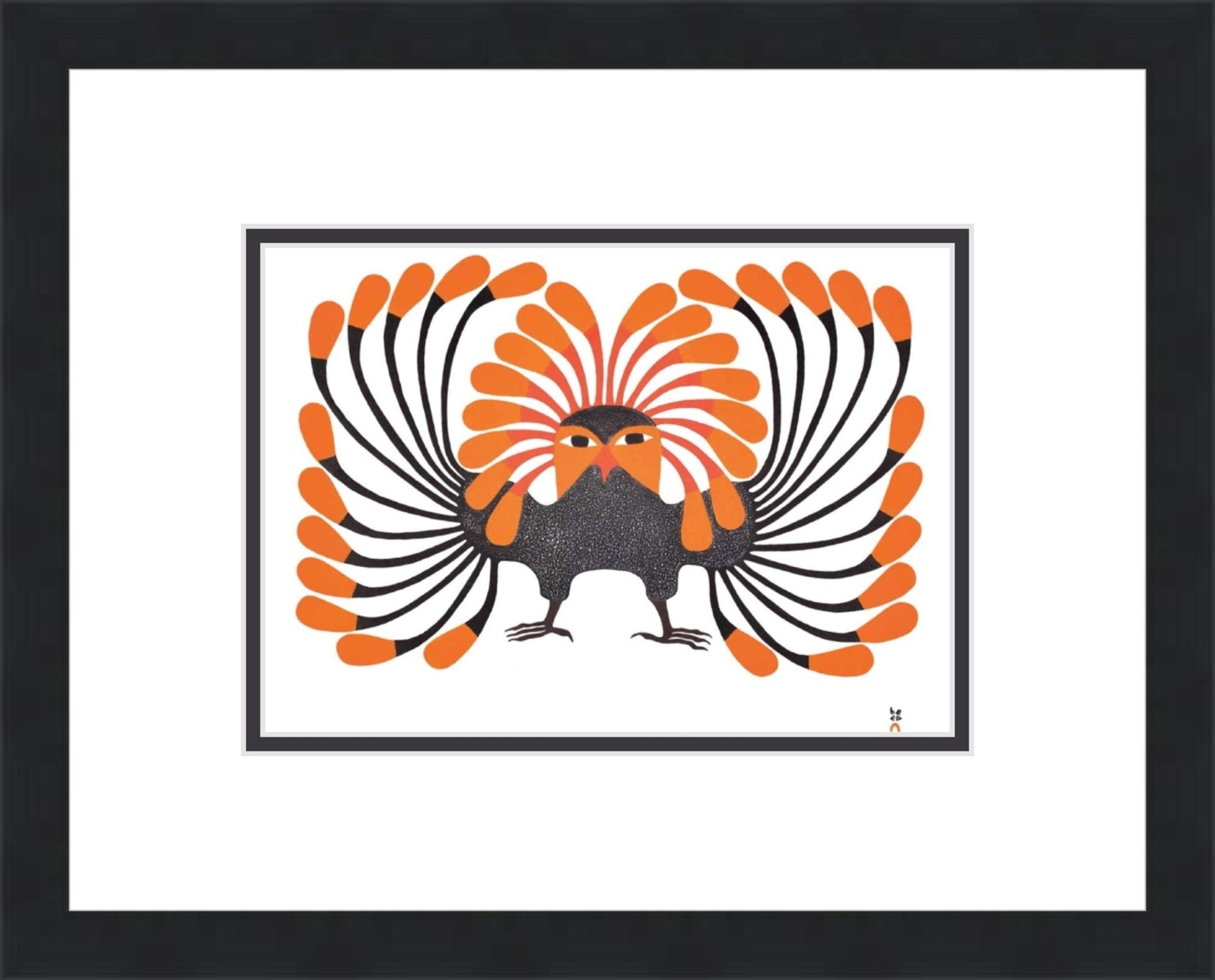 Autumnal Owl, 1999 (Stonecut) by Kenojuak Ashevak, Indigenous Inuit Art Card, Aboriginal Decor, Framed Art Card