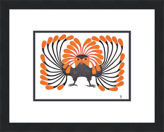 Autumnal Owl, 1999 (Stonecut) by Kenojuak Ashevak, Indigenous Inuit Art Card, Aboriginal Decor, Framed Art Card