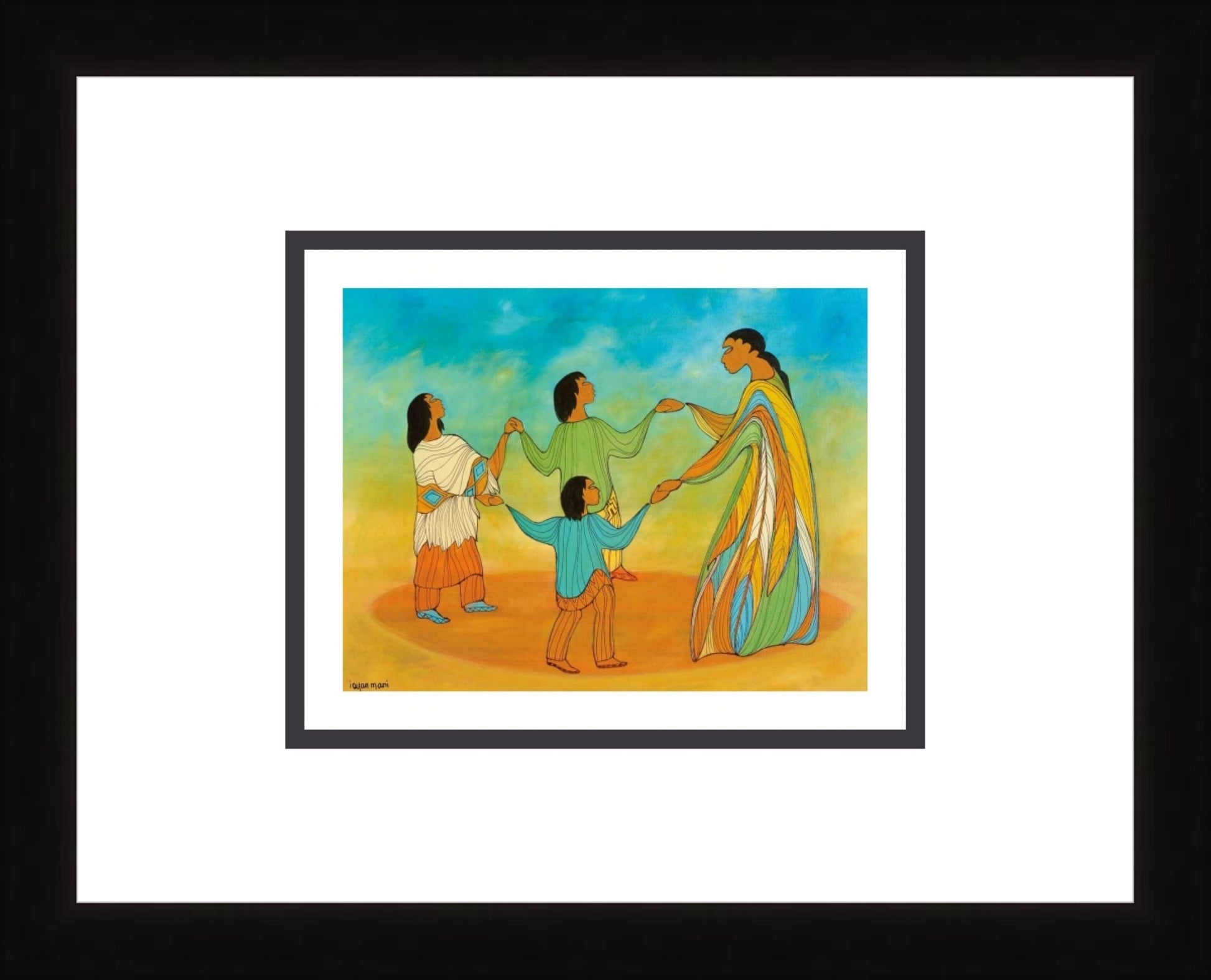 Circle of Life by Maxine Noel, Indigenous Art Card, First Nations, Native Americans, Framed Art Card, Children in cirlce, Teacher Gift
