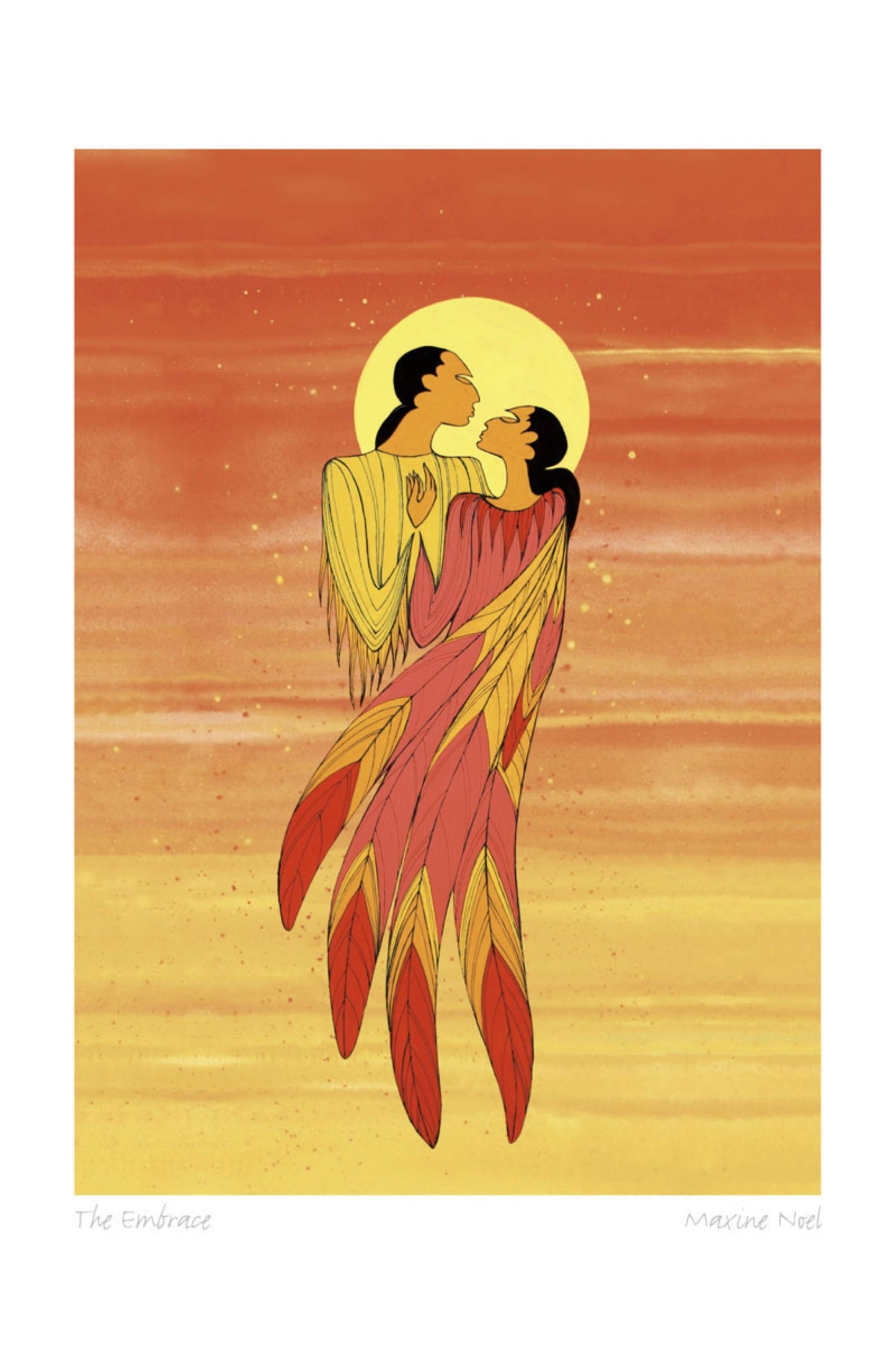 The Embrace by Maxine Noel, Indigenous Art Card, First Nations, Native Americans, Framed Art Card