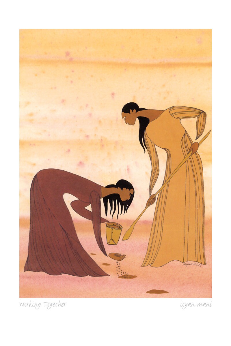 Working Together by Maxine Noel, Indigenous Art Print, First Nations, Native Americans, Framed Art Card