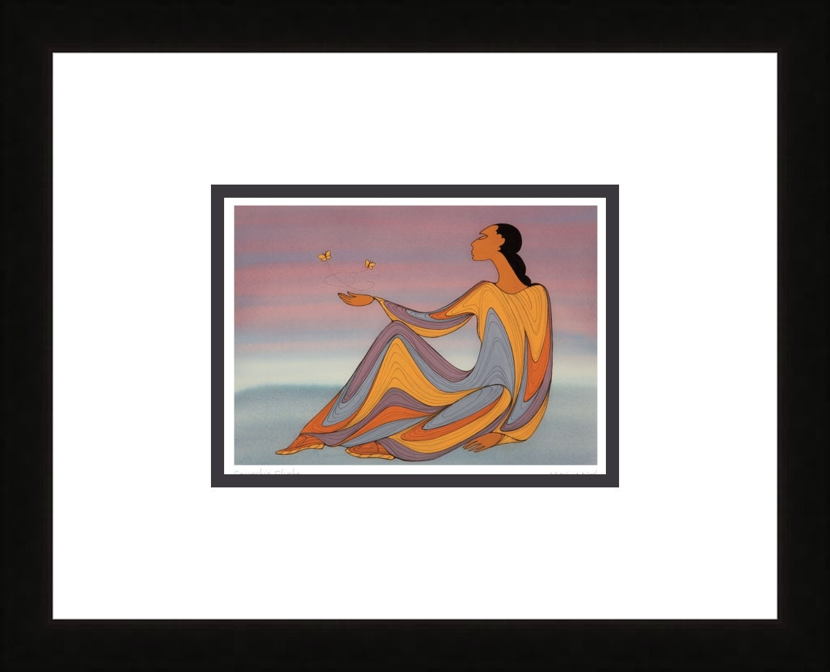 Courtship Flight by Maxine Noel, Indigenous Art Print, First Nations, Native Americans, Framed Art Card