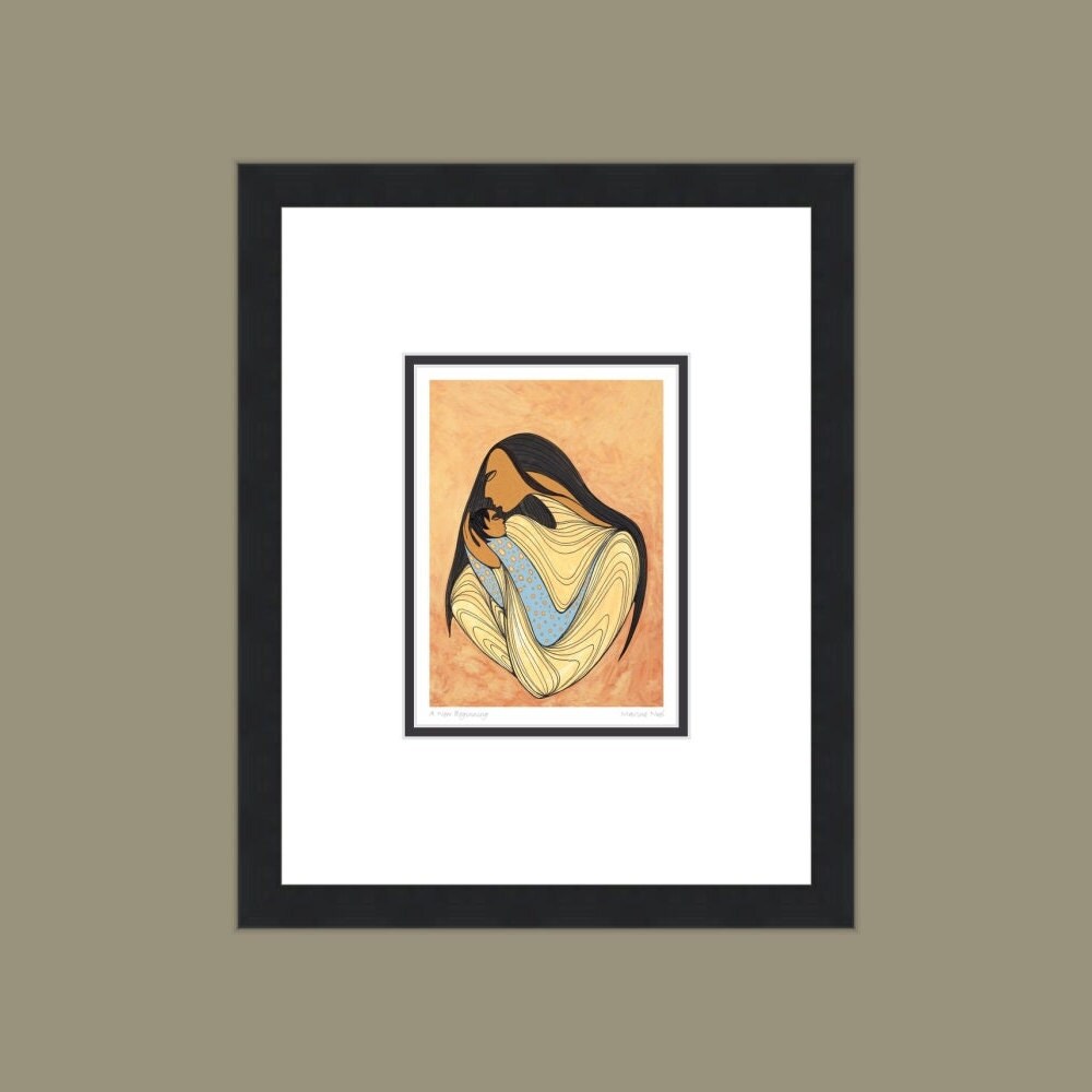A New Beginning by Maxine Noel, Indigenous Art Print, First Nations, Native Americans, Framed Art Card