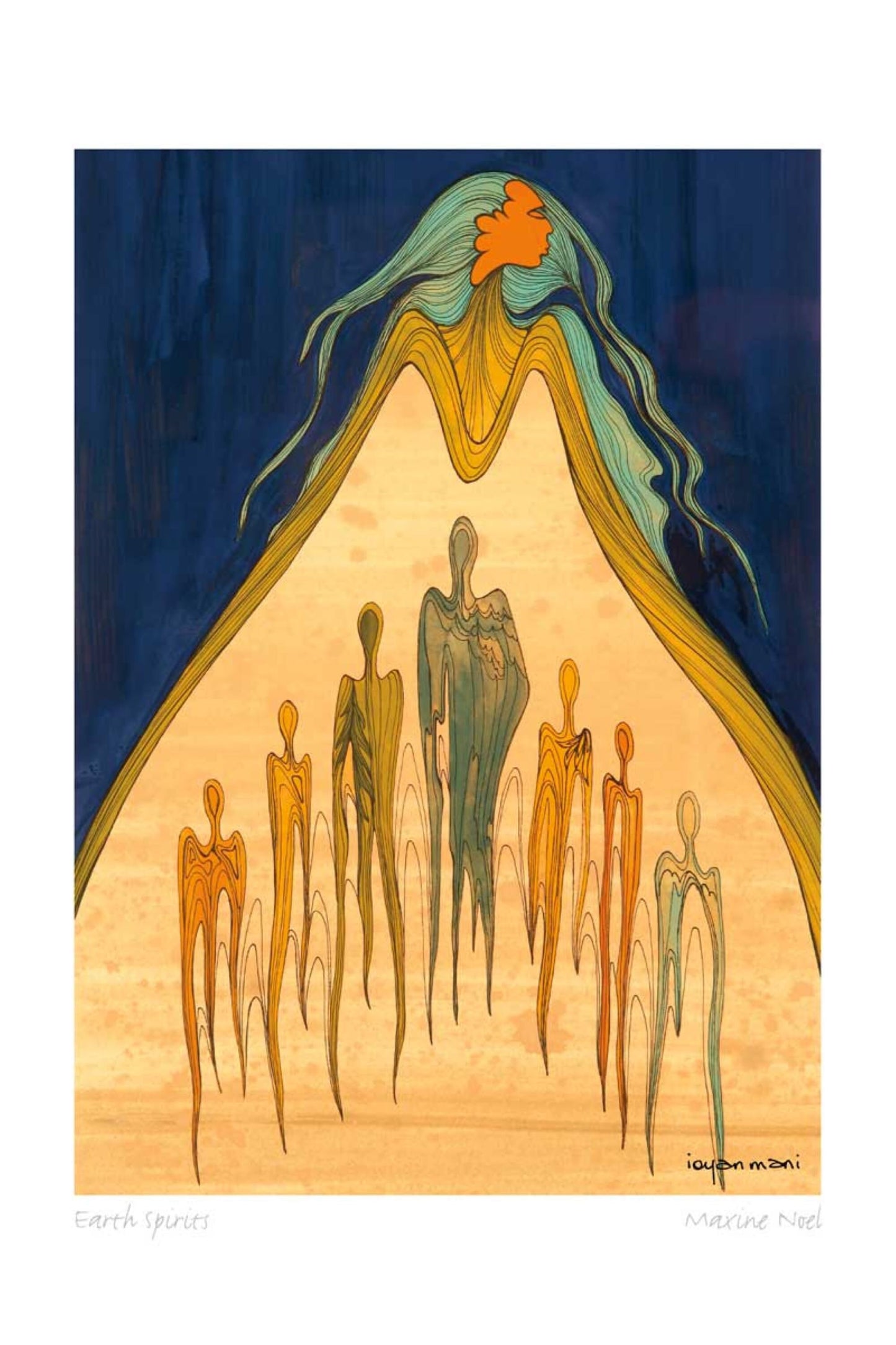 Earth Spirits by Maxine Noel, Indigenous Art Card, First Nations, Native Americans, Framed Art Card