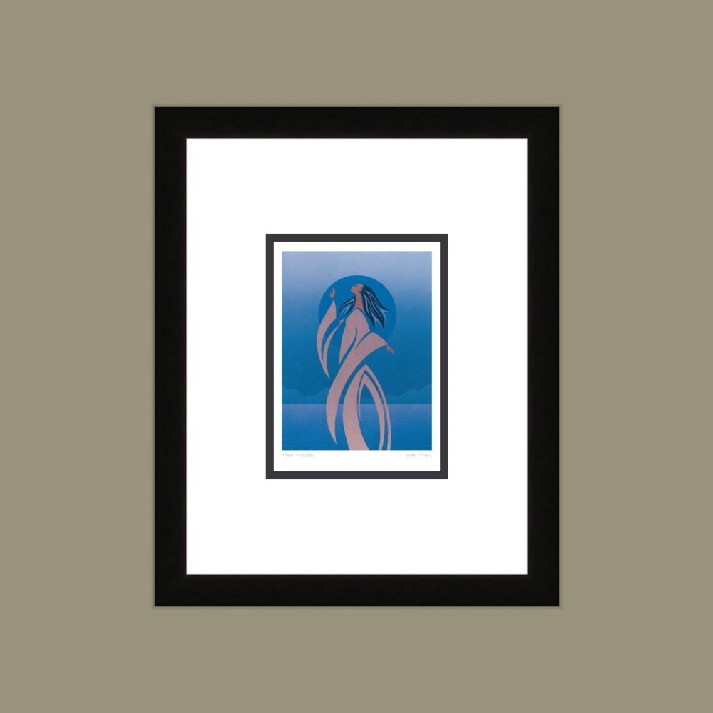 Moon Maiden by Maxine Noel, Indigenous Art Print, First Nations, Native Americans, Framed Art Card