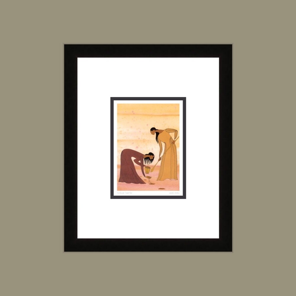 Working Together by Maxine Noel, Indigenous Art Print, First Nations, Native Americans, Framed Art Card