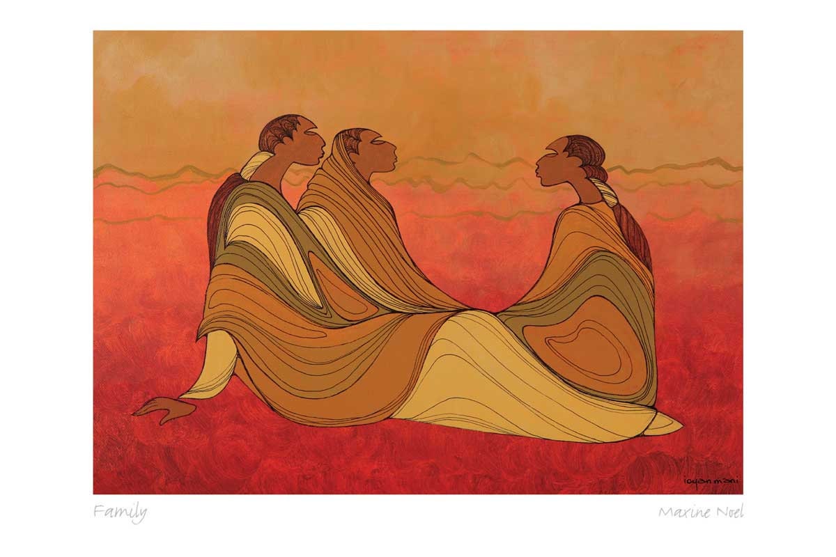 Family by Maxine Noel, Indigenous Art Print, First Nations, Native Americans, Framed Art Card