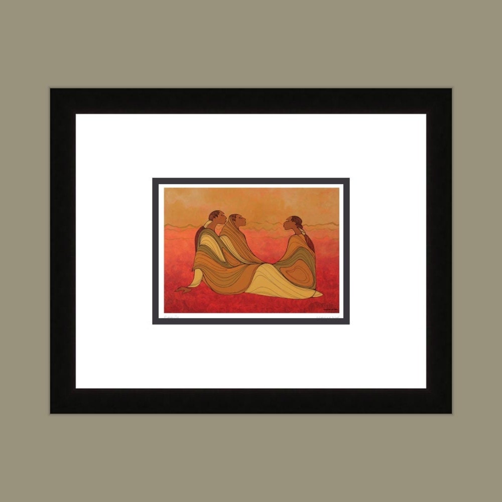 Family by Maxine Noel, Indigenous Art Print, First Nations, Native Americans, Framed Art Card
