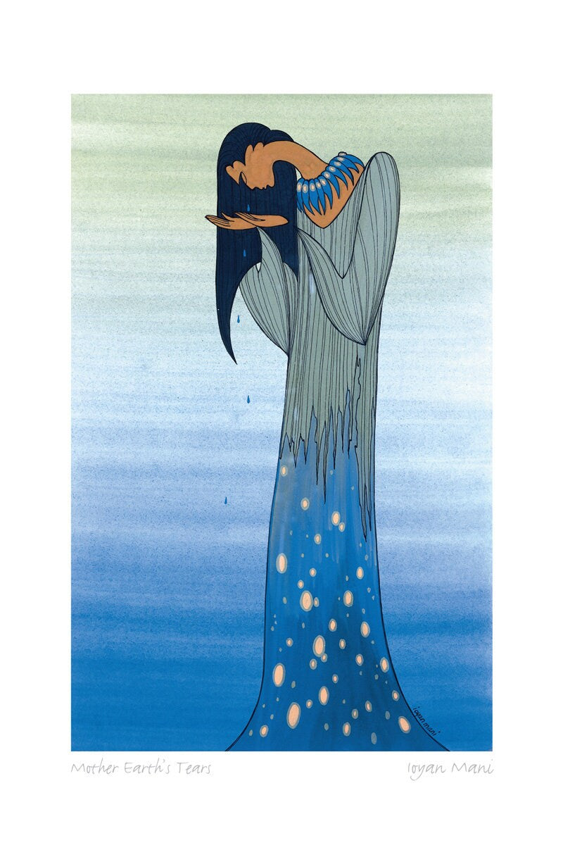 Mother Earth’s Tears by Maxine Noel, Indigenous Art Print, First Nations, Native Americans, Framed Art Card