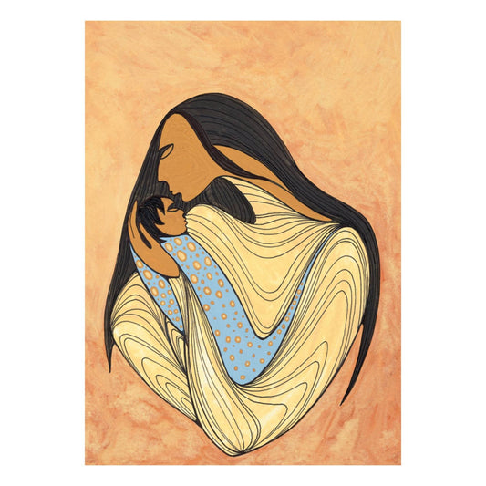 A New Beginning by Maxine Noel, Indigenous Art Print, First Nations, Native Americans, Framed Art Card, Mother and Child