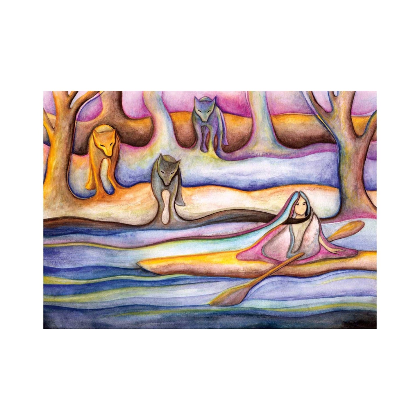 Early Evening Flowing Into Fall, By Nathalie Coutou, Indigenous Art Print, First Nations, Native American Indian Decor