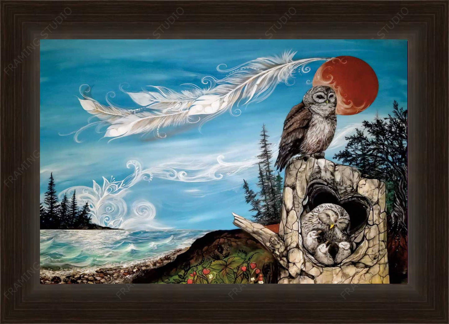 Owl Family by Karen Erickson, Indigenous Art Print, First Nations, Native American Indian Decor