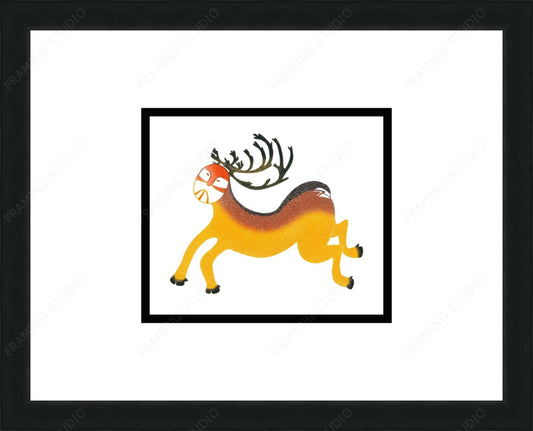 Caribou Spirit by Ningiukulu Teevee, Indigenous Inuit Art Card, Aboriginal Decor, Framed Art Card