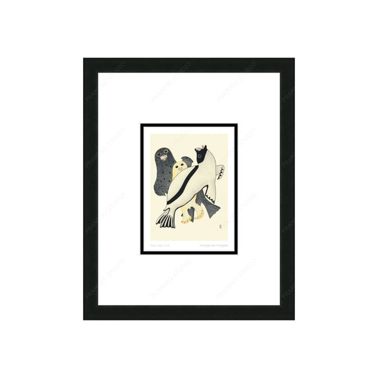 Arctic Seals, 2008 by Kananginak Pootoogook, Indigenous Art Card, Inuit Framed Art Card