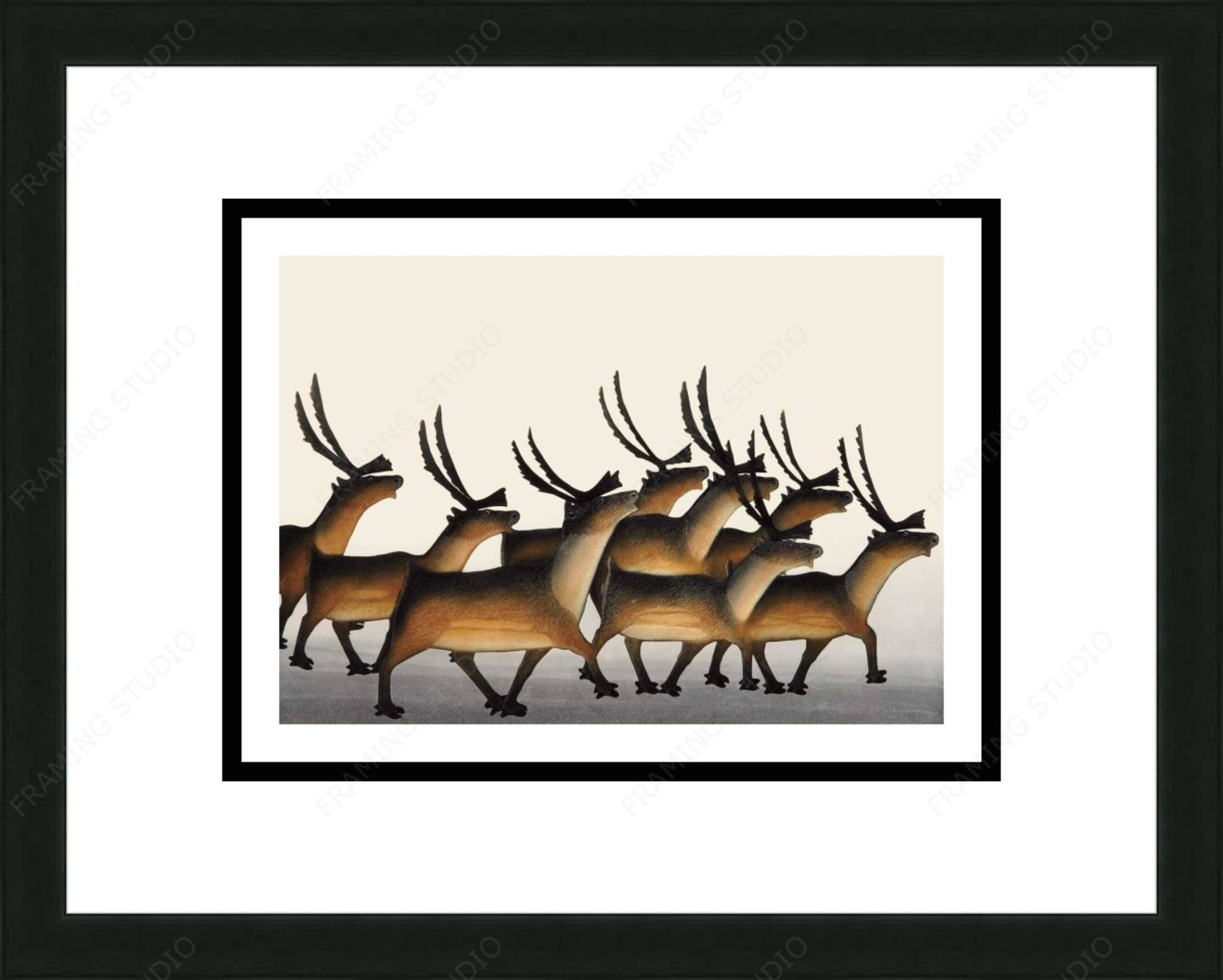 Steadfast Herd by Kananginak Pootoogook, Indigenous Art Card, Inuit Framed Art Card