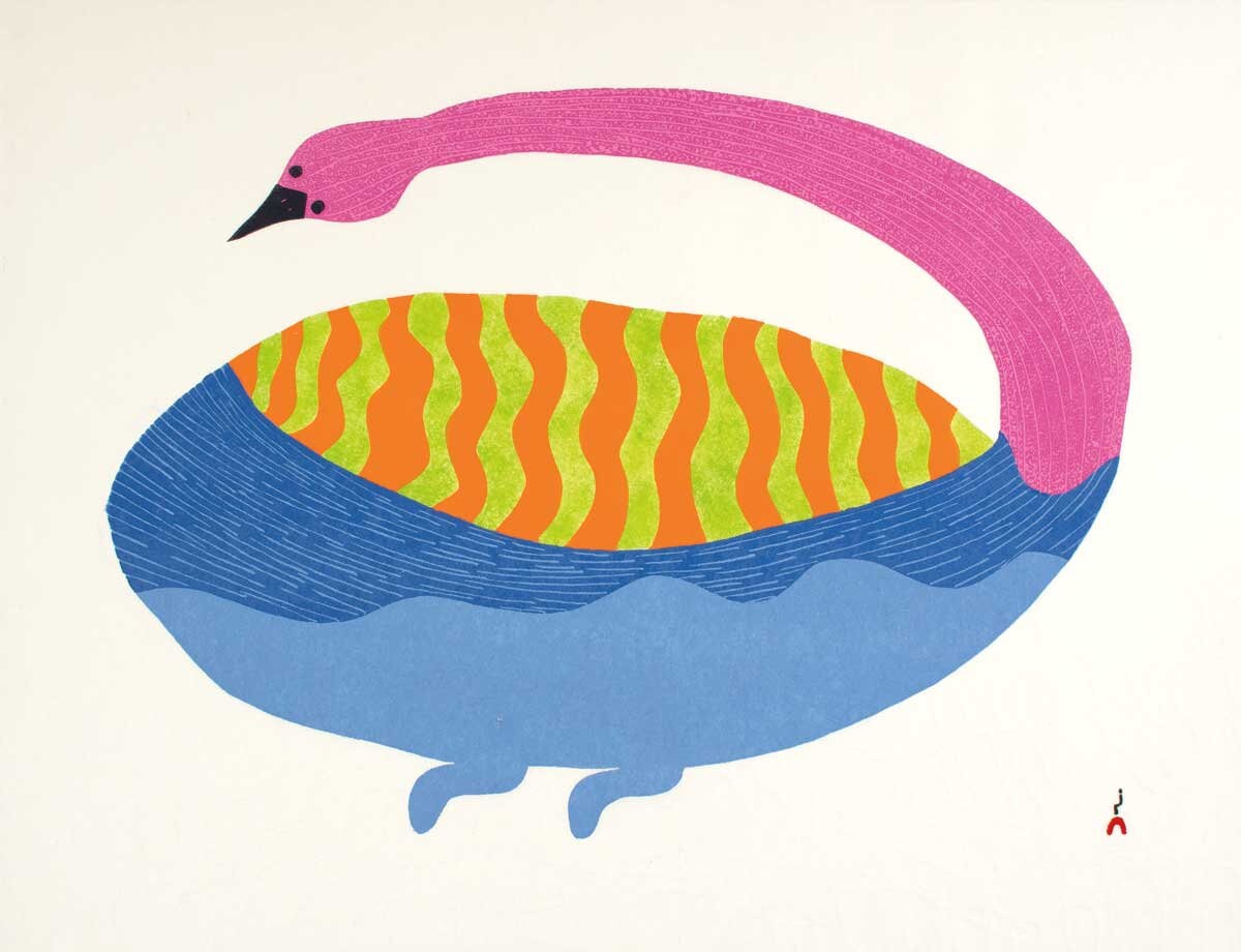 Drifting Home by Saimaiyu Akesuk, Indigenous Art Card, Inuit Framed Art Card