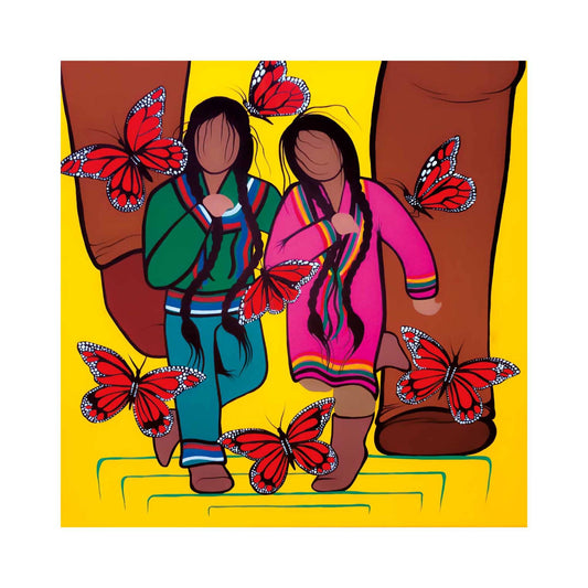 Running With The Giant By Simone Mcleod , Indigenous Art Print, First Nations, Native American Indian Decor