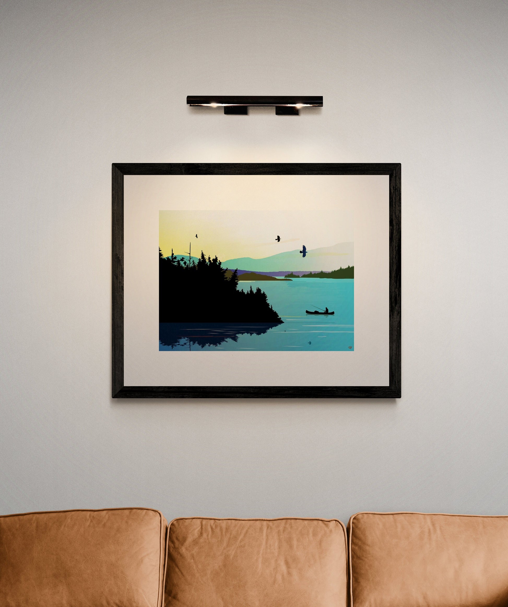Blue Lake Fishing By Mark Preston, Indigenous Art Print, First Nations, Native Americans, Tlingit, Yukon Territory, Framed Art